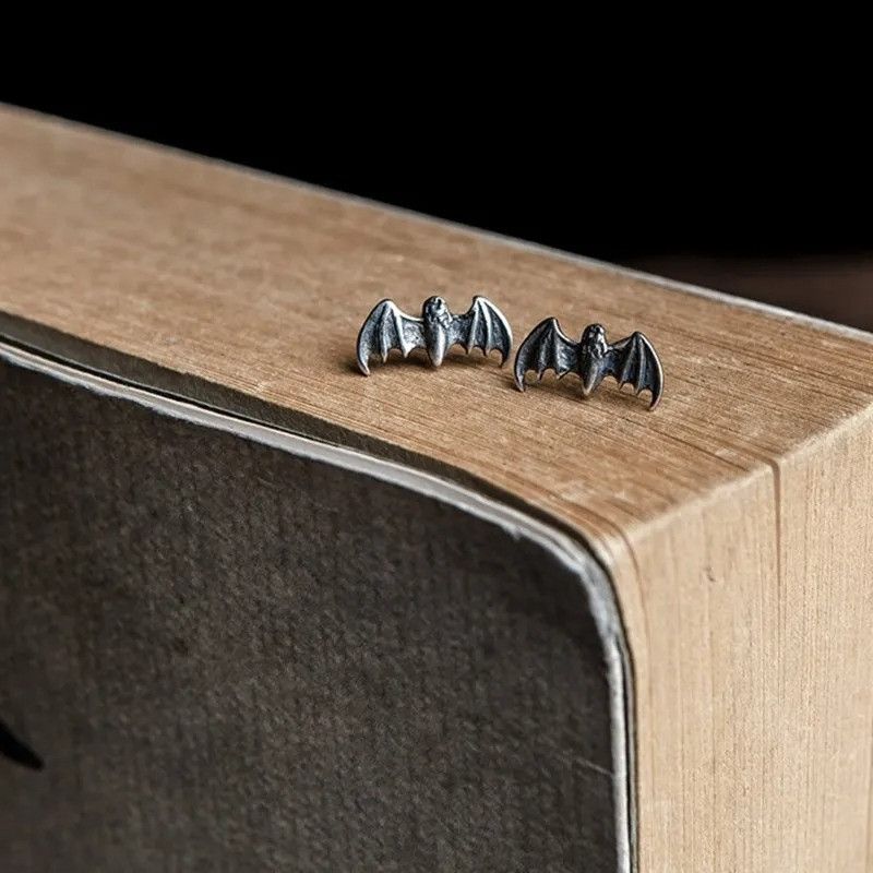 Jewelry Tiny Bat Stud Earrings 925 Sterling Silver Ear Charms Gift Size ONE SIZE - 2 Thumbnail