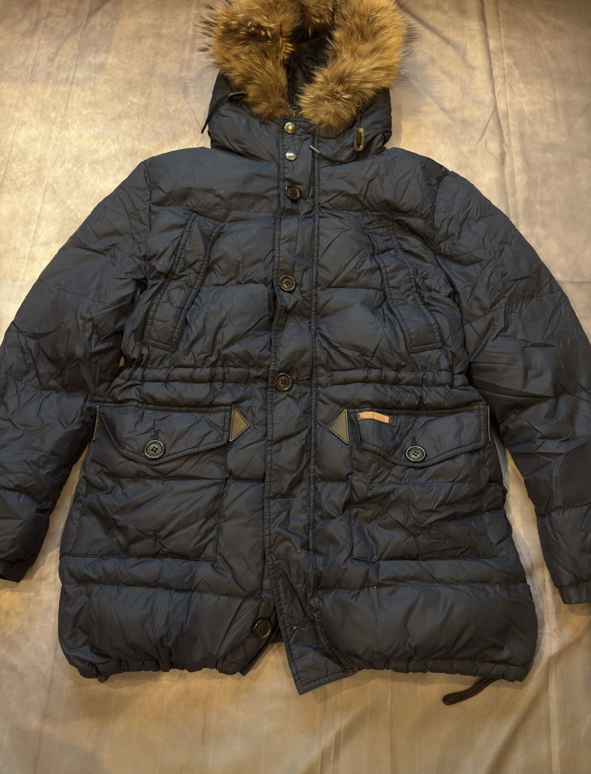 Burberry Navy Puffer Winter Parka with Real Fur Hood Burberry Size XL / US 12-14 / IT 48-50 - 2 Thumbnail