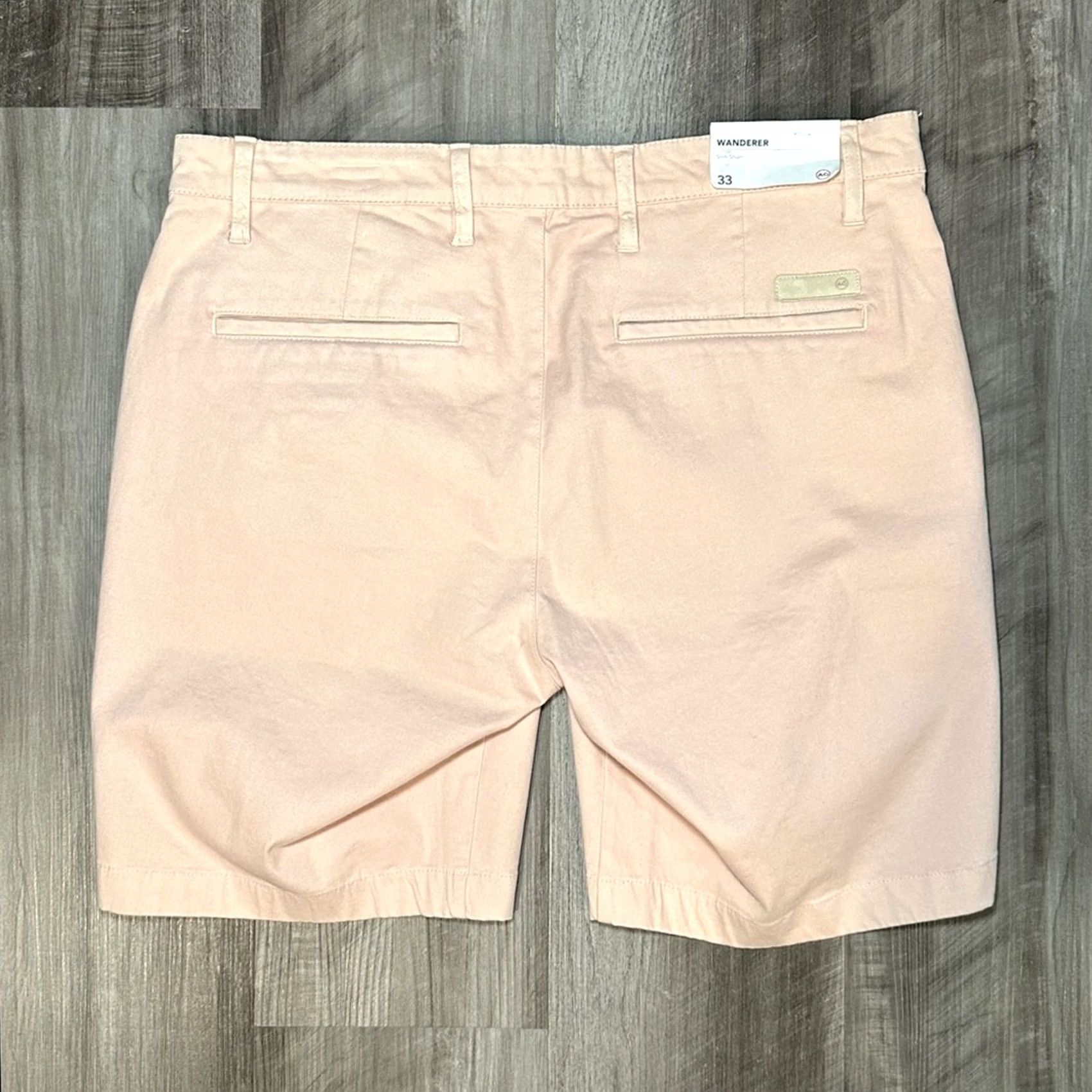 Vintage VINTAGE AG Adriano Goldschmied The Wanderer Slim Pink Chino Trouser Shorts Mens 33 Regular Pink 8in 35in 10in NR19 Size US 33 - 2 Thumbnail