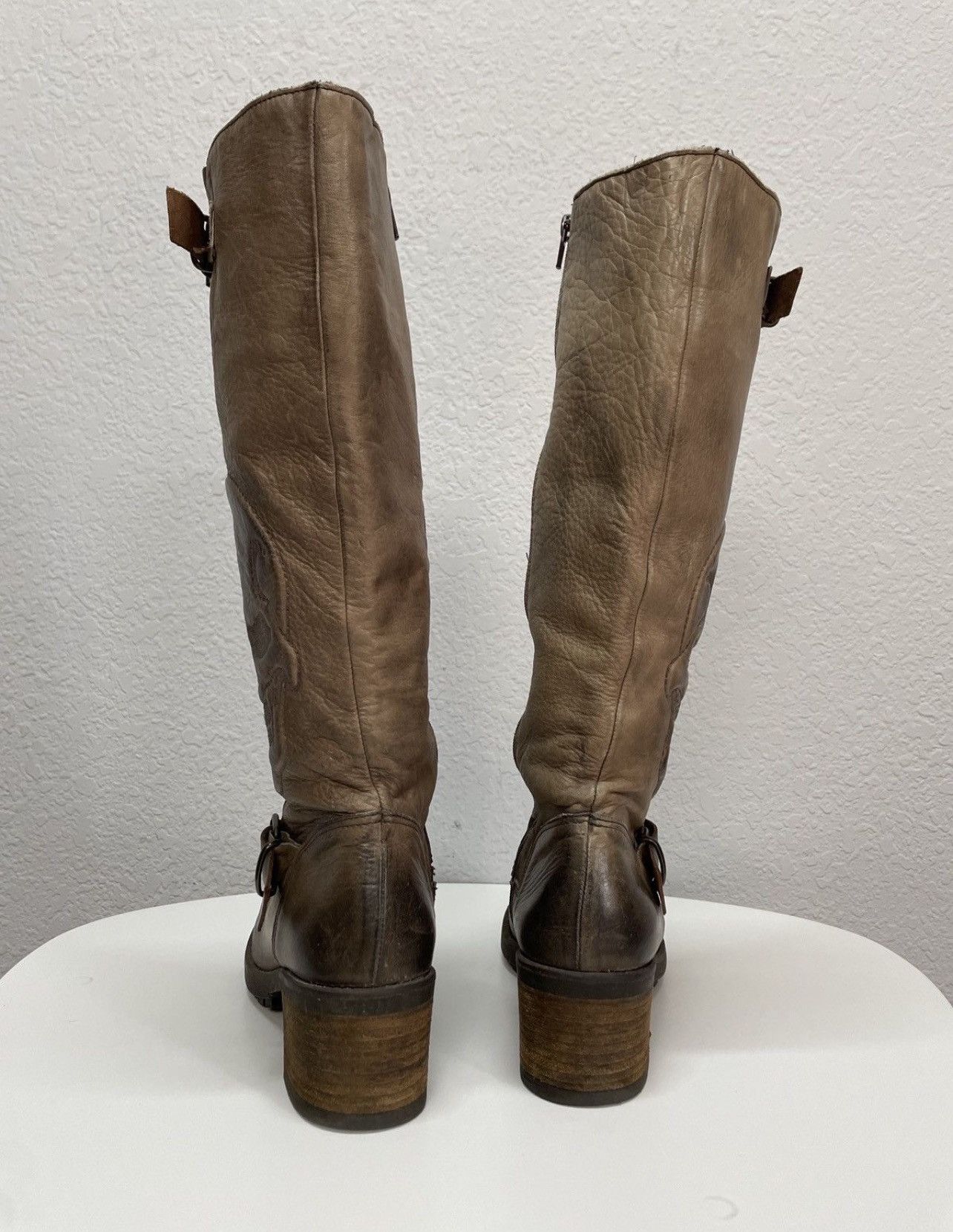 If Six Was Nine AS 98 Vibe Artisan Brown Leather Side Zip Ankle Biker Boots Size US 8 / IT 38 - 13 Thumbnail