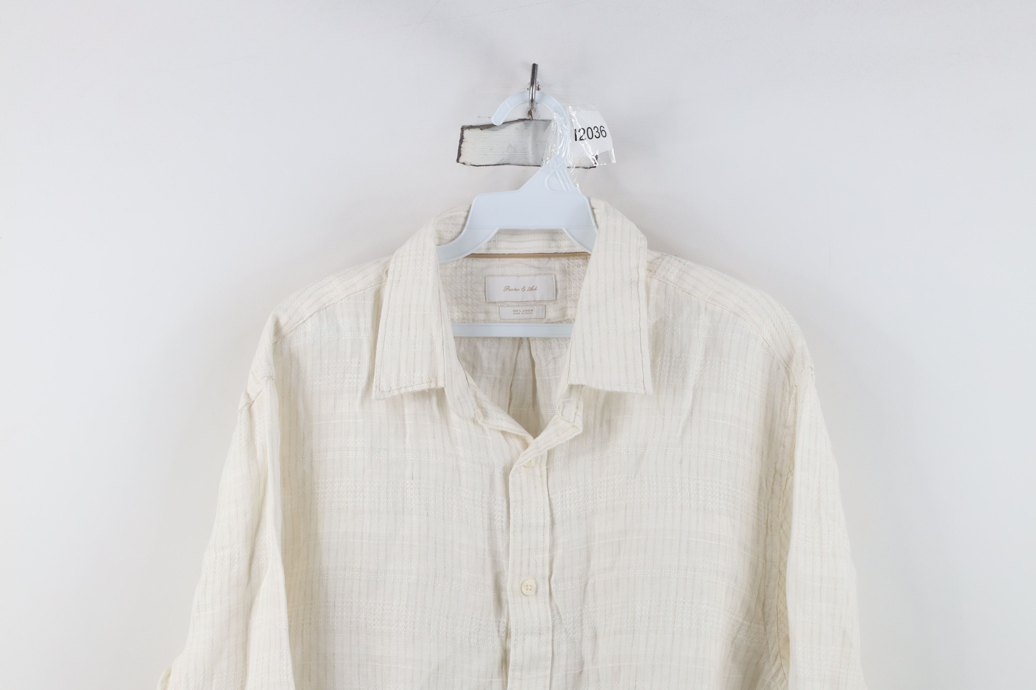 Vintage Porter & Ash Sheer Linen Collared Beach Button Shirt Cream Size US L / EU 52-54 / 3 - 2 Thumbnail