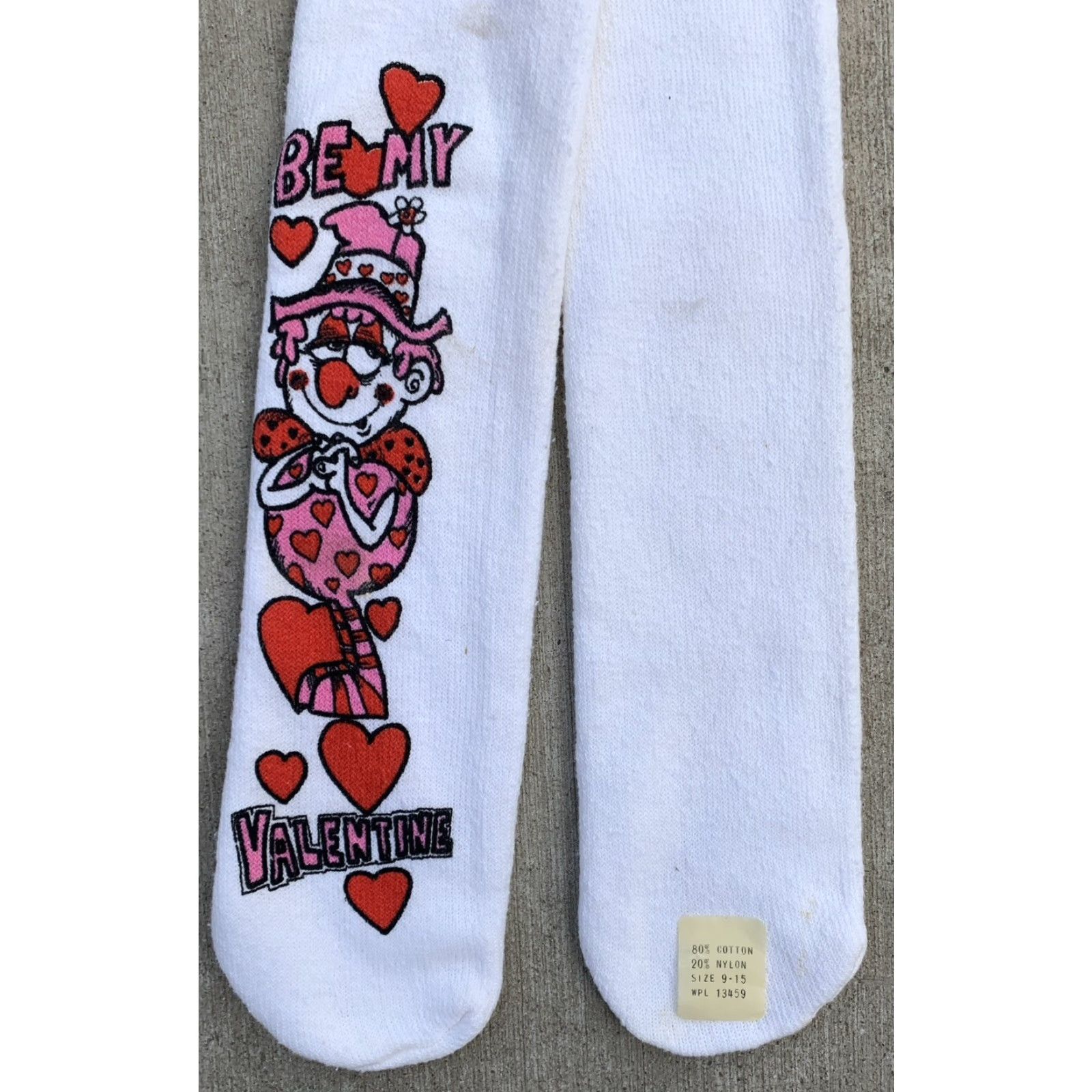 Vintage VINTAGE Be My Valentine Novelty Tube Socks Valentine 80s 90s Unisex Adults 9-15 Ivory Knee High Socks Size ONE SIZE - 7 Thumbnail