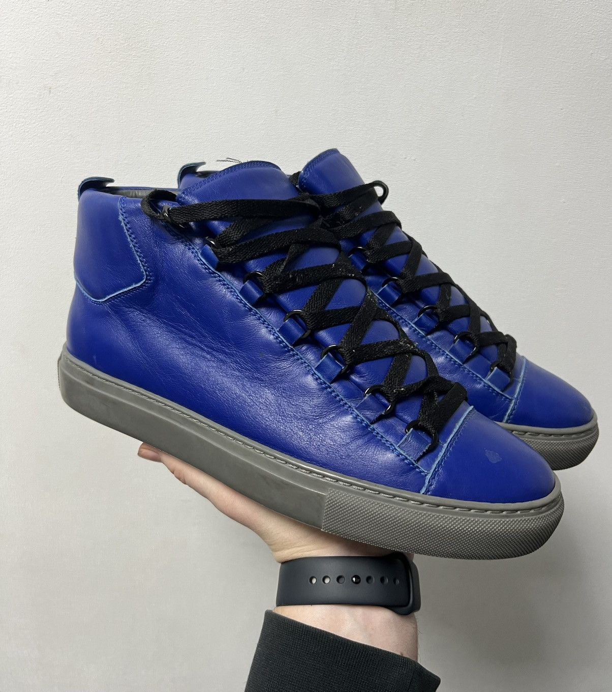 Balenciaga Balenciaga Arena High Black Cracked Leather Sneakers Size US 8 / EU 41 - 1 Thumbnail