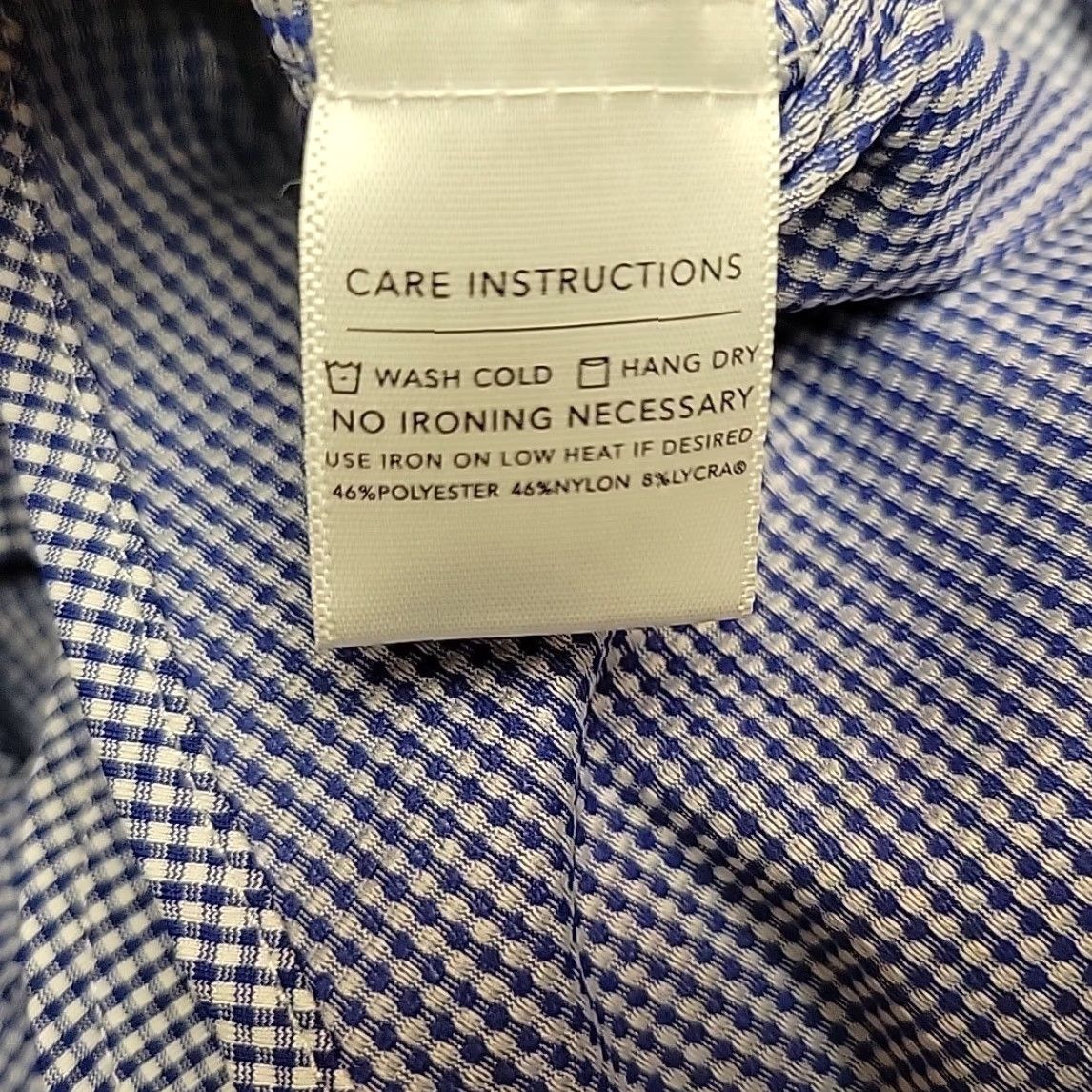 Mizzen+Main VINTAGE Mizzen+Main Shirt XL Tall Trim Fit Blue Micro Check Spinnaker Long Sleeve USA Size US XL / EU 56 / 4 - 3 Thumbnail