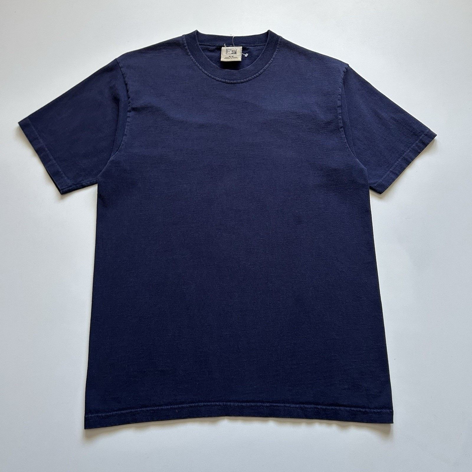 Vintage Sun Faded Navy Blue Blank T Shirt Medium Y2K Cotton