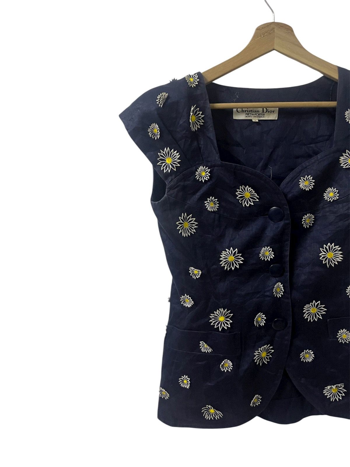 Christian Dior Monsieur Christian Dior Tank Top Sleeveless Shirt Embroidered Flora Size XS / US 0-2 / IT 36-38 - 2 Thumbnail