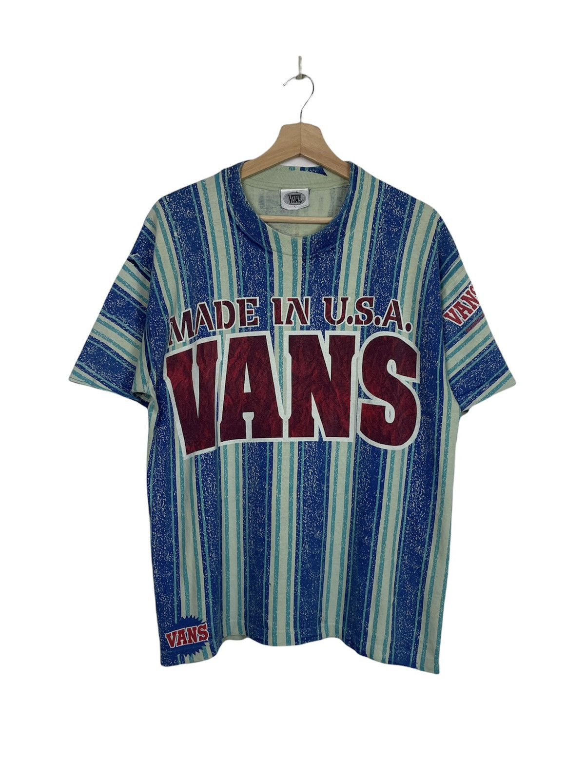 Vintage Vans AOP Tee – Made in USA 90s Skate Grail (Sz L)