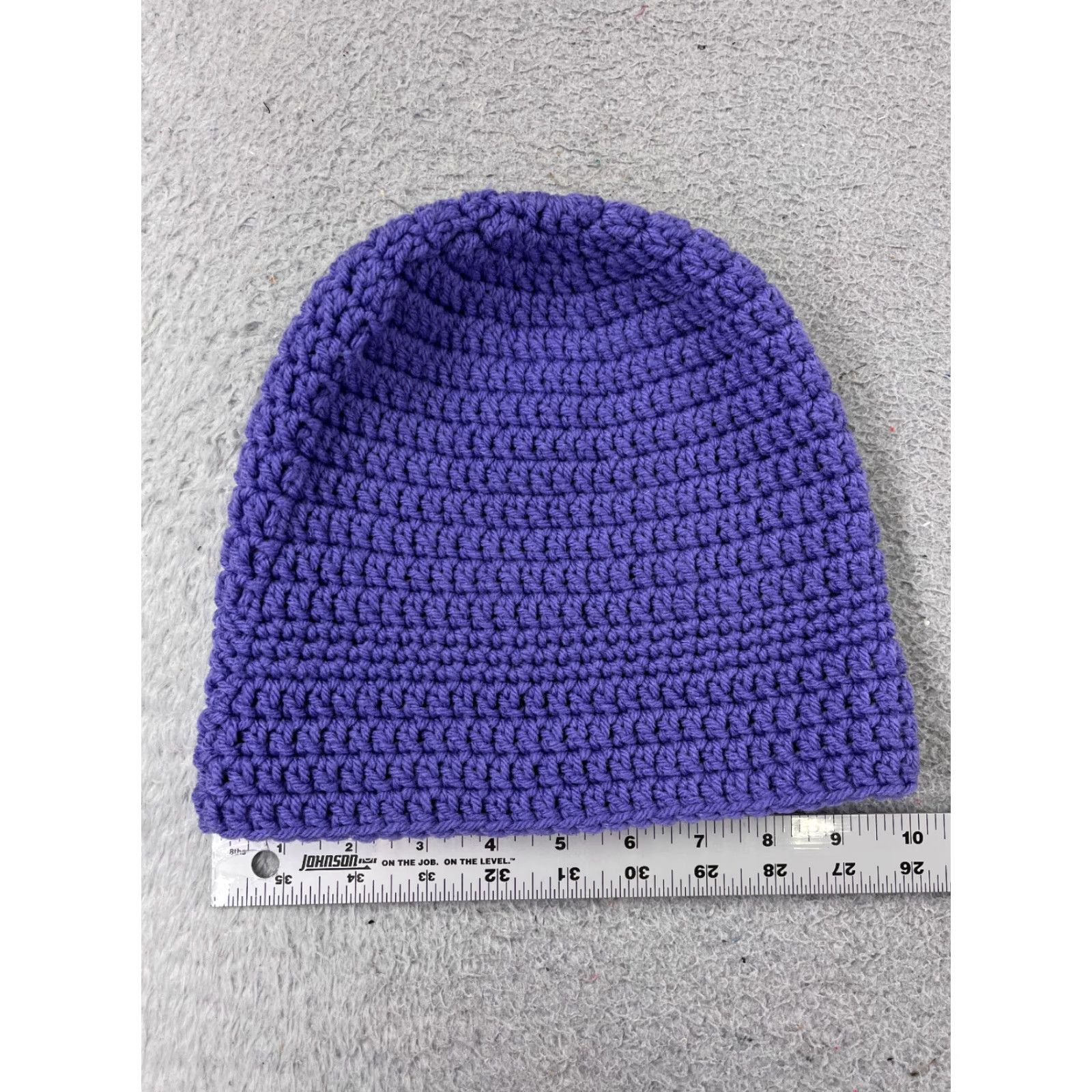 Vintage Handmade Purple Beanie One Size Adult Knit Acrylic Crochet Hat Unisex Adults Beanie Breathable Lightweight Winter Outdoor Ski Casual Travel Size ONE SIZE - 3 Thumbnail