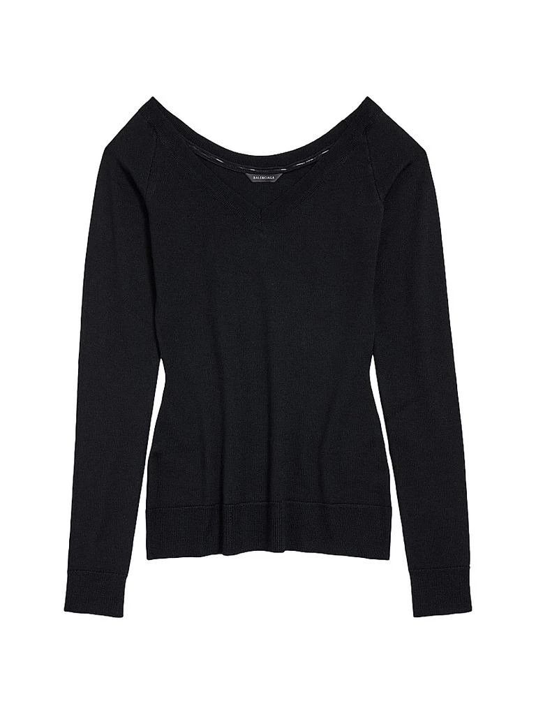 o1w1db10226 Off Shoulder V-Neck Sweater Fit In Black