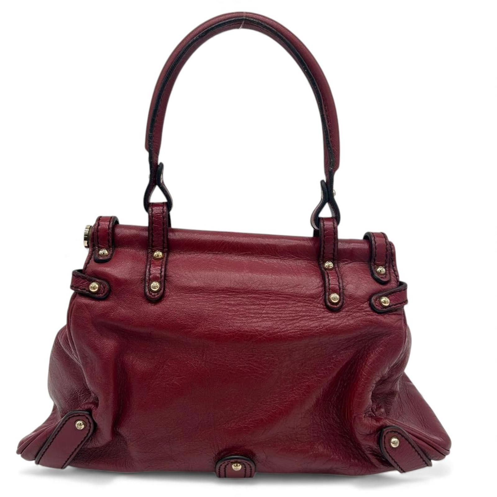 Fendi Fendi - Burgundy Leather Handbag Gold Hardware Size ONE SIZE - 4 Thumbnail