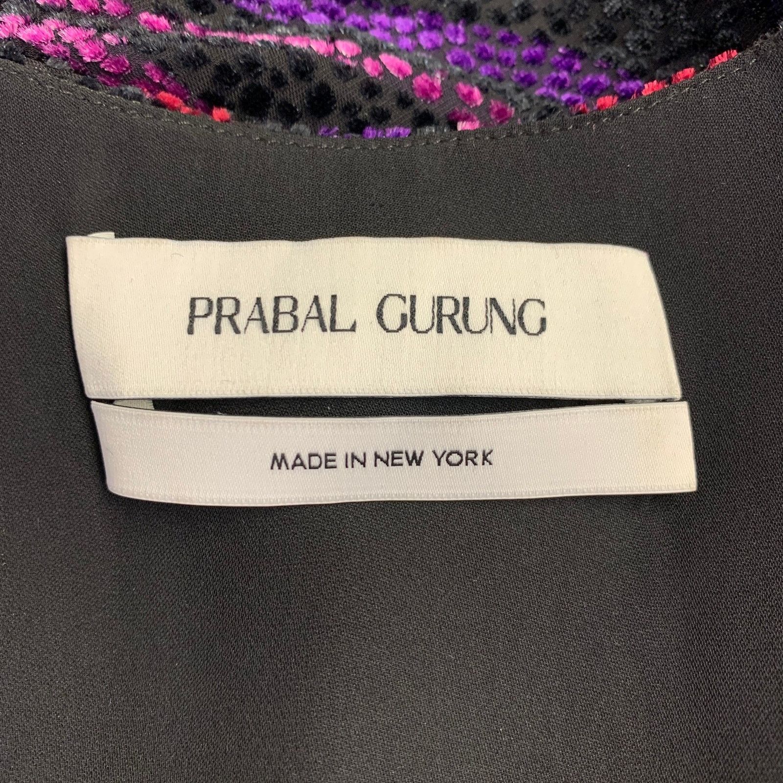 Prabal Gurung PRABAL GURUNG Purple Black Viscose Silk Long Sleeve Dress Size XS / US 0-2 / IT 36-38 - 5 Thumbnail