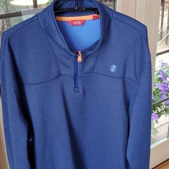 Izod Izod Graphic Logo Blue 1/4 Zip Long Sleeve Mock Neck Sz XL P Size US XL / EU 56 / 4 - 2 Thumbnail