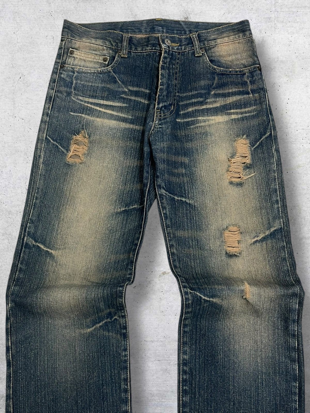 Japanese Brand VINTAGE JAPAN DESIGNER NYLAUS MUDWASH RIPPED DISTRESS DENIM Size US 32 / EU 48 - 5 Thumbnail