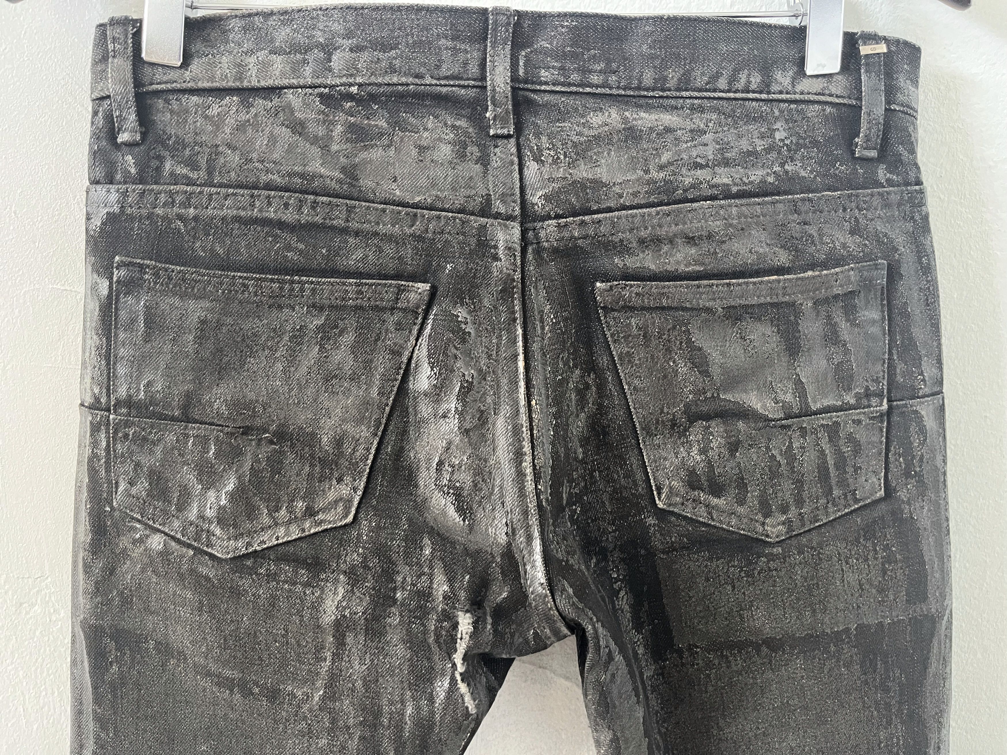 Dior Dior Homme AW07 Black Luster Waxed Denim Size US 26 / EU 42 - 4 Thumbnail