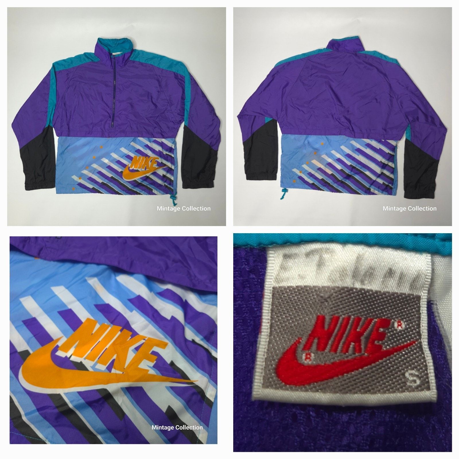 Nike VINTAGE NIKE GRAY TAG PURPLE TEAL 1/2 ZIP NYLON WINDBREAKER Size US S / EU 44-46 / 1 - 1 Thumbnail