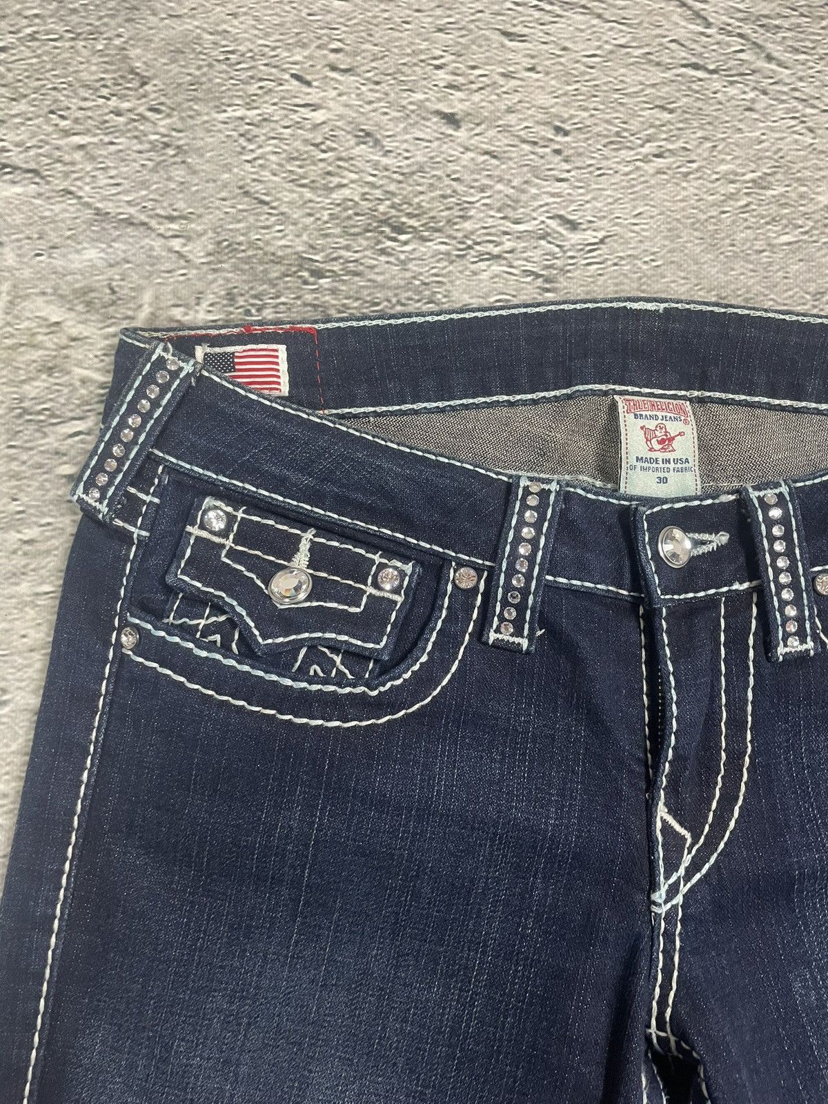 True Religion True Religion blue jeans white thick stitching Billy Disco Size 30" / US 8 / IT 44 - 6 Thumbnail