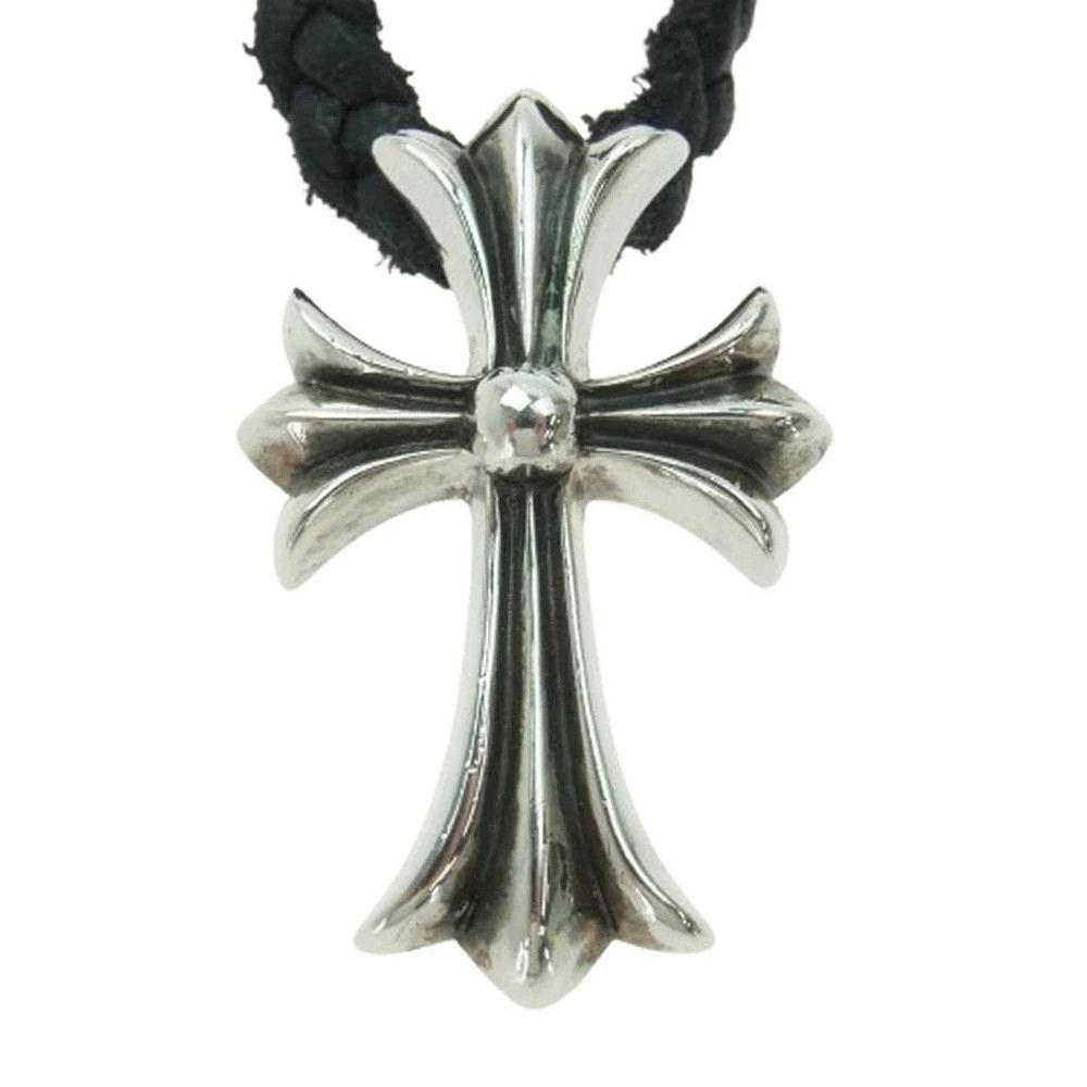 Chrome Hearts CHROME HEARTS SMALL CROSS PENDANT LEATHER BRAID NECKLACE Size ONE SIZE - 1 Thumbnail