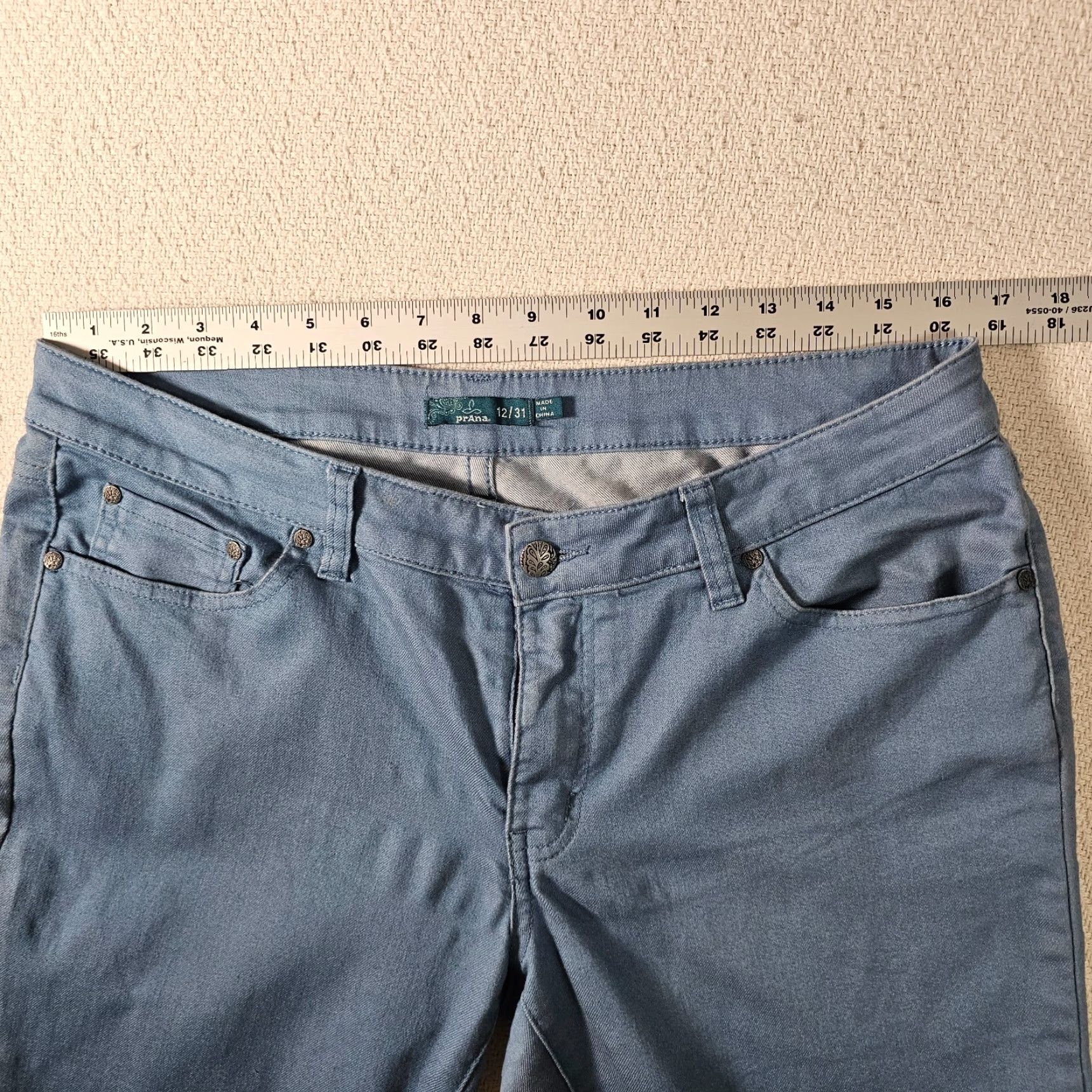 Prana VINTAGE Prana Women's Jeans Blue Organic Cotton Stretch 12 Straight 29in Inseam (Note: if not vintage, omit) Size 34" / US 12 / IT 48 - 6 Thumbnail