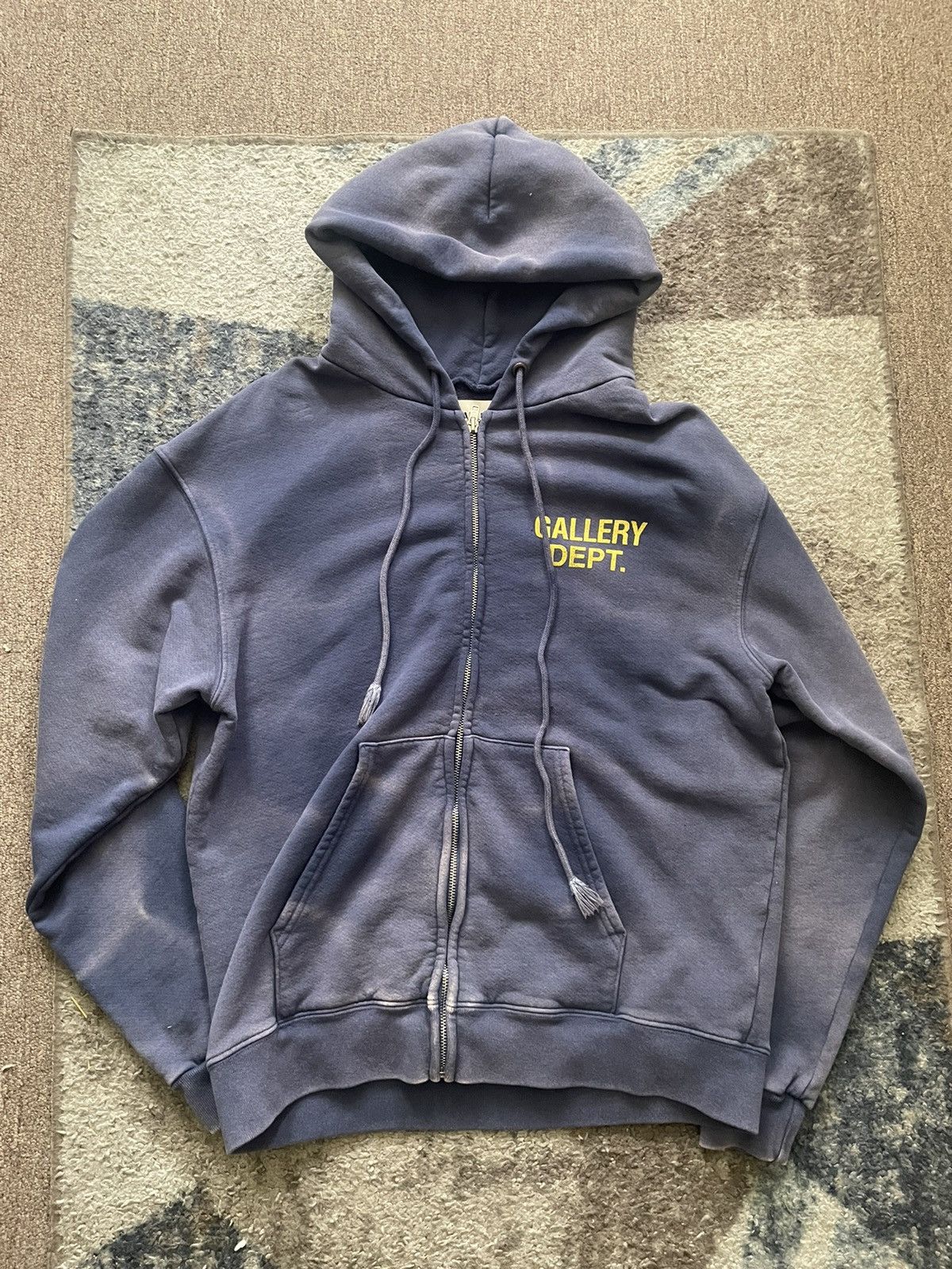 image of Gallery Dept. Navy Sun Faded Hoodie in Blue, Men's (Size Small)