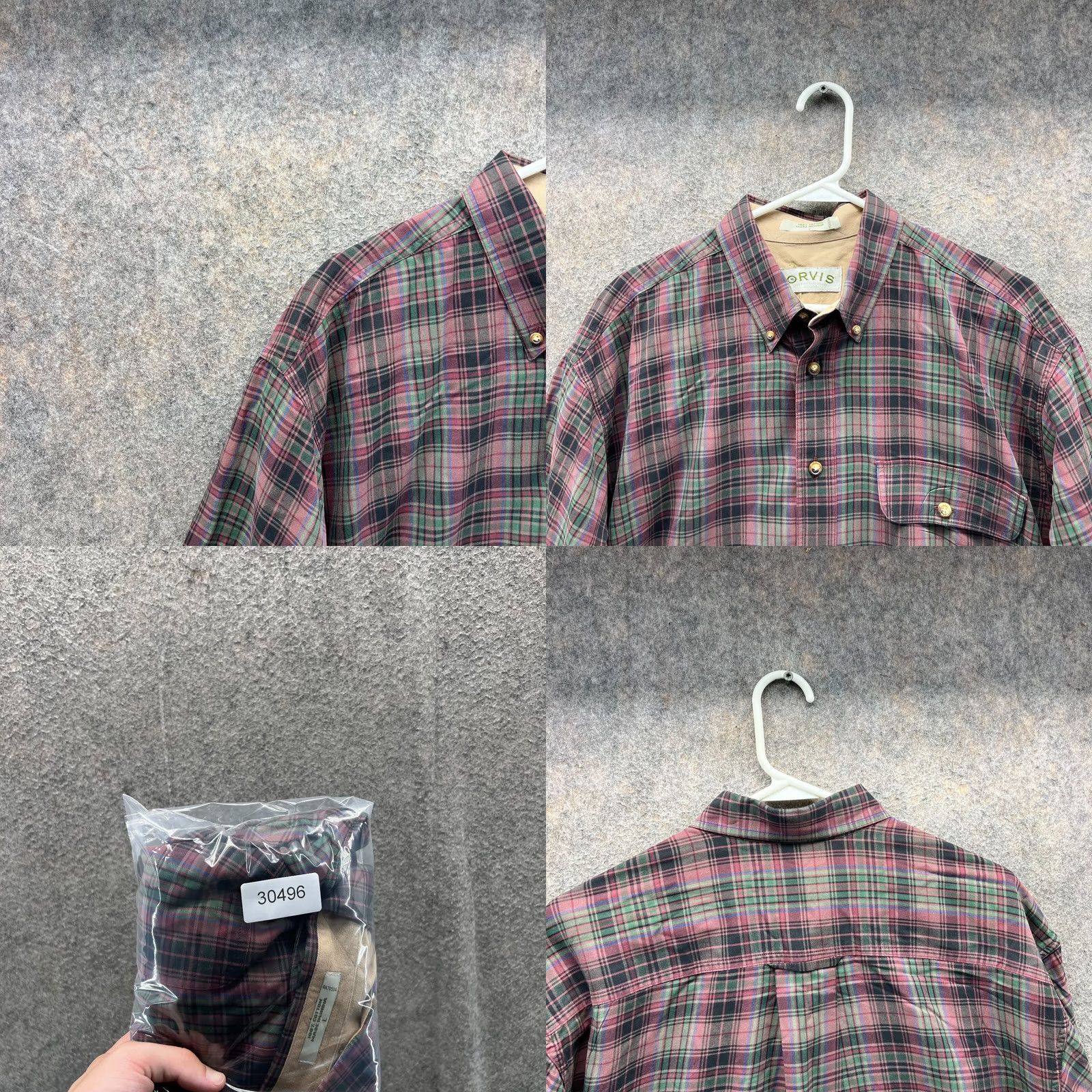 Orvis VINTAGE Orvis Shirt Mens Large Red Green Button Down Tattersall Plaid Flannel Cotton Size US L / EU 52-54 / 3 - 8 Thumbnail