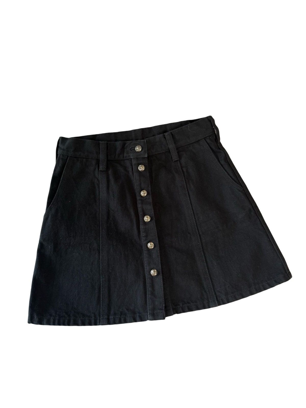 Chrome Hearts Black denim silver button skirt Size 26" / US 2 / IT 38 - 1 Thumbnail