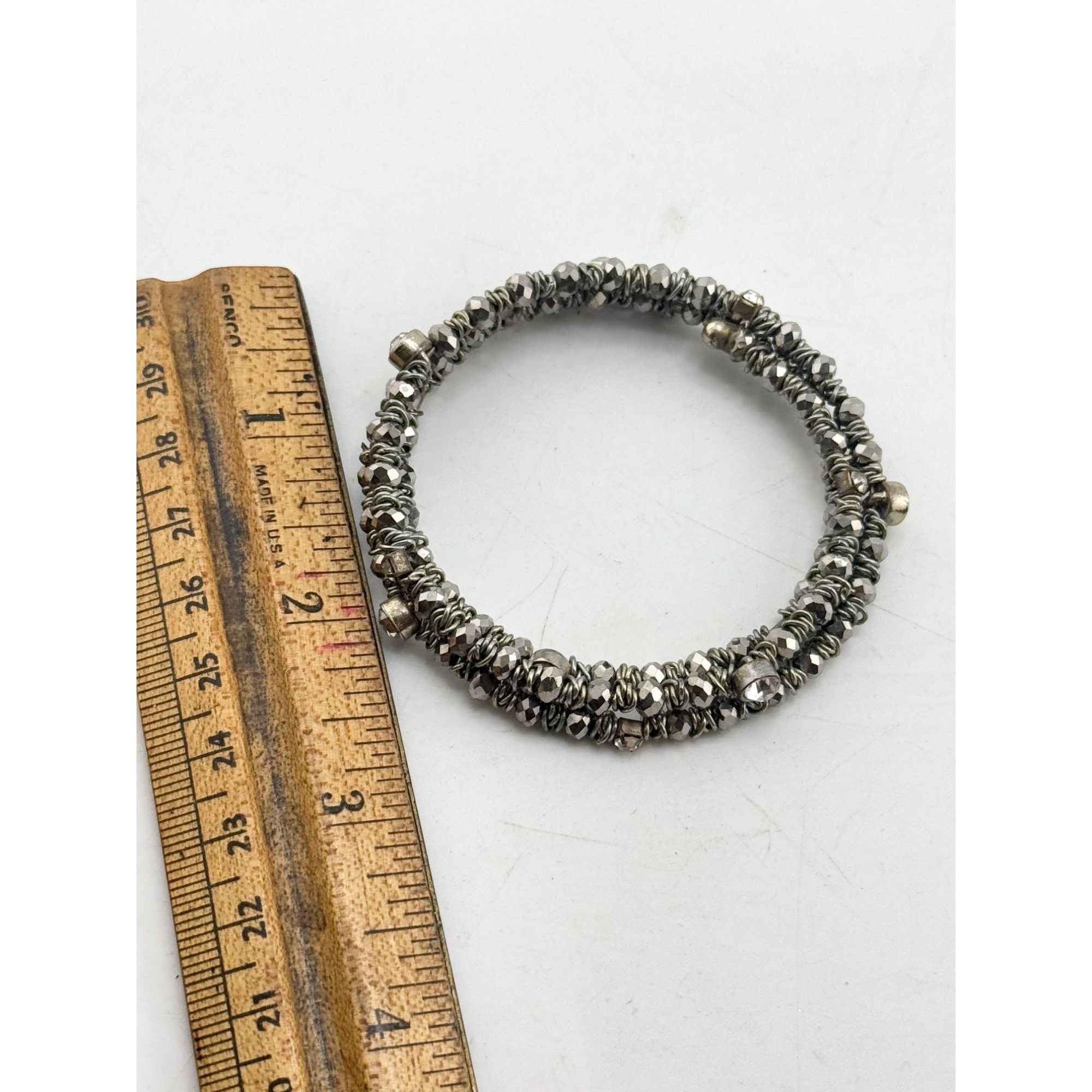 Vintage Vintage silver crystal rhinestone wire wrap cuff bracelet Size ONE SIZE - 4 Thumbnail