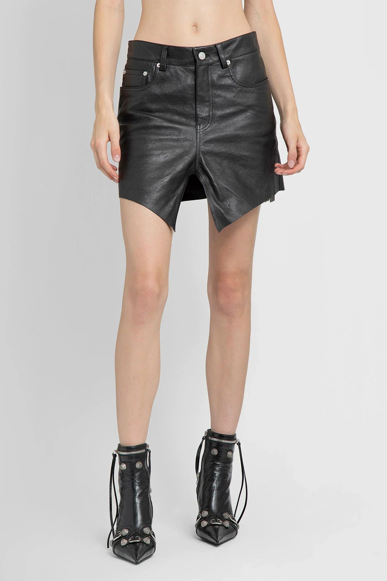 Balenciaga o1w1db10625 Mini Cut Up Skirt in Black Size 26" / US 2 / IT 38 - 2 Thumbnail