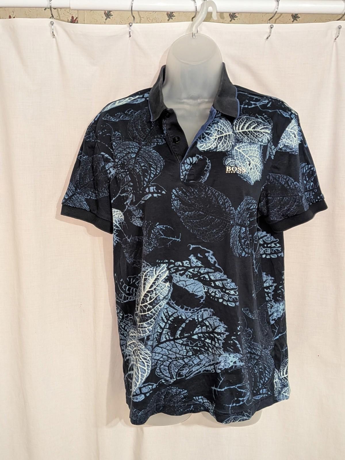 Hugo Boss HUGO BOSS Leaf-print Men's Paddy 6 Short Sleeve Polo In Blau Size US M / EU 48-50 / 2 - 2 Thumbnail