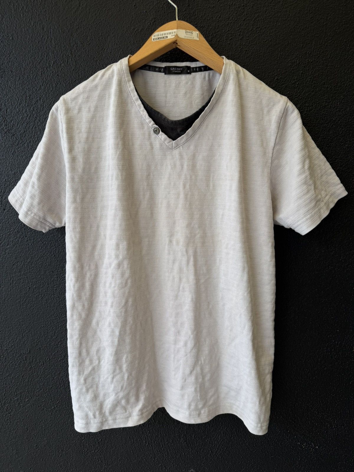 Yohji Yamamoto Sacsny Y'saccs Yohji Yamamoto Textured V-Neck T-Shirt Size US M / EU 48-50 / 2 - 1 Thumbnail