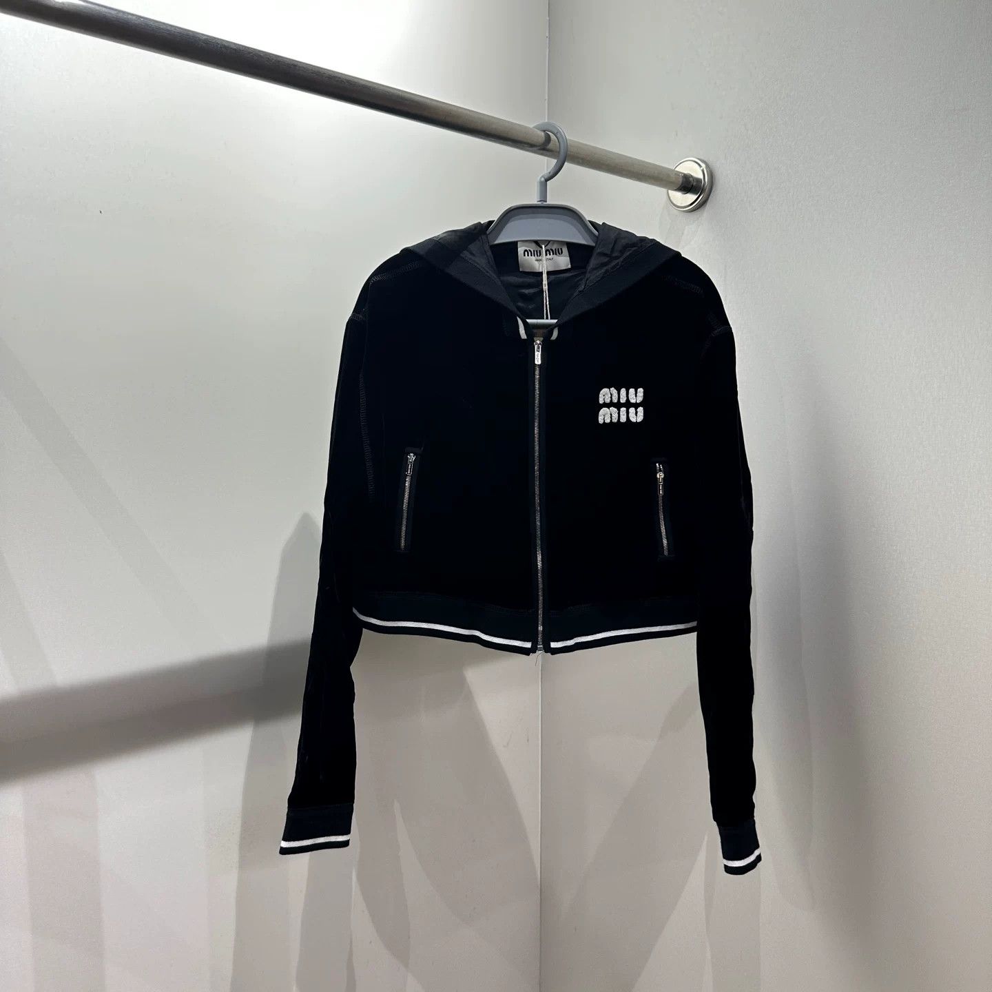 Miu Miu MiuMiu Short Zip-Up Letter Embroidery Jacket Size S / US 4 / IT 40 - 1 Thumbnail