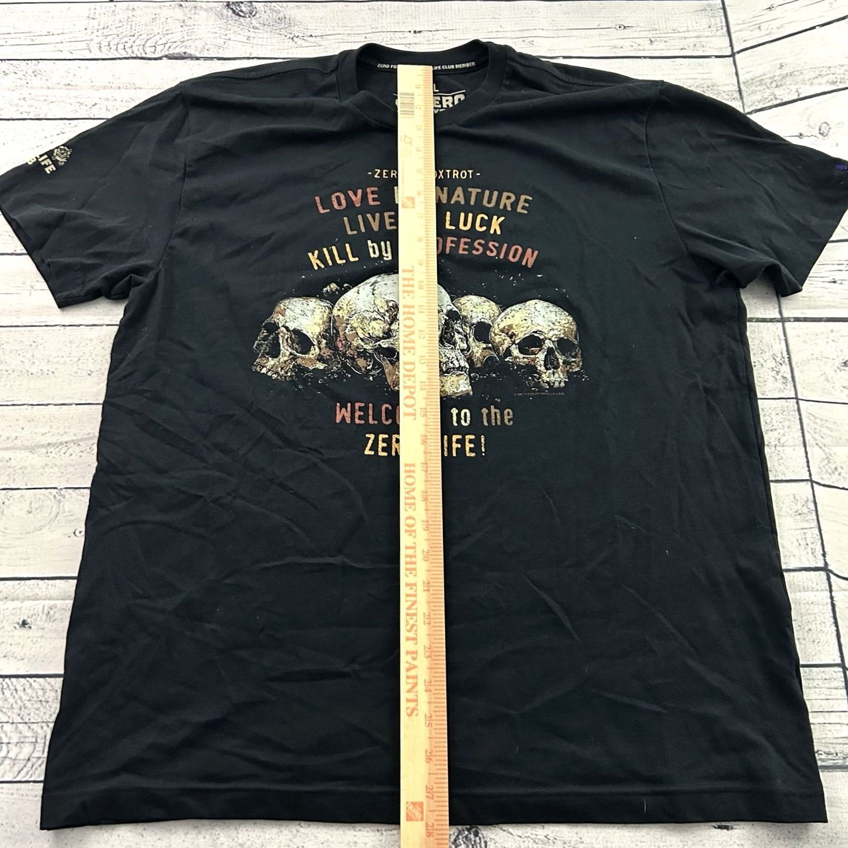 Vintage Zero Foxtrot Love By Nature Live By Luck Short Sleeve T Shirt Mens 2XL Black Size US XXL / EU 58 / 5 - 4 Thumbnail