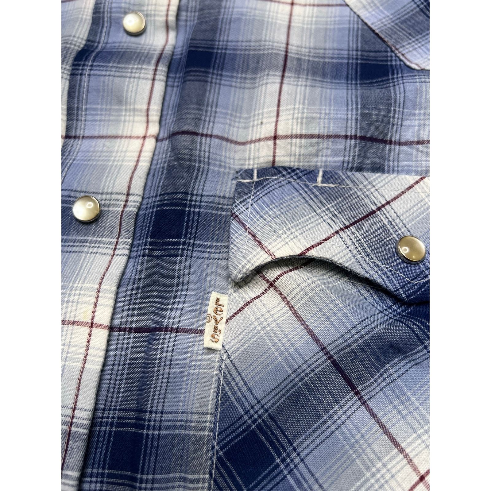 Levi's Vintage Levi’s Western Plaid Pearl Snap Shirt Blue Mens S Size US S / EU 44-46 / 1 - 4 Thumbnail