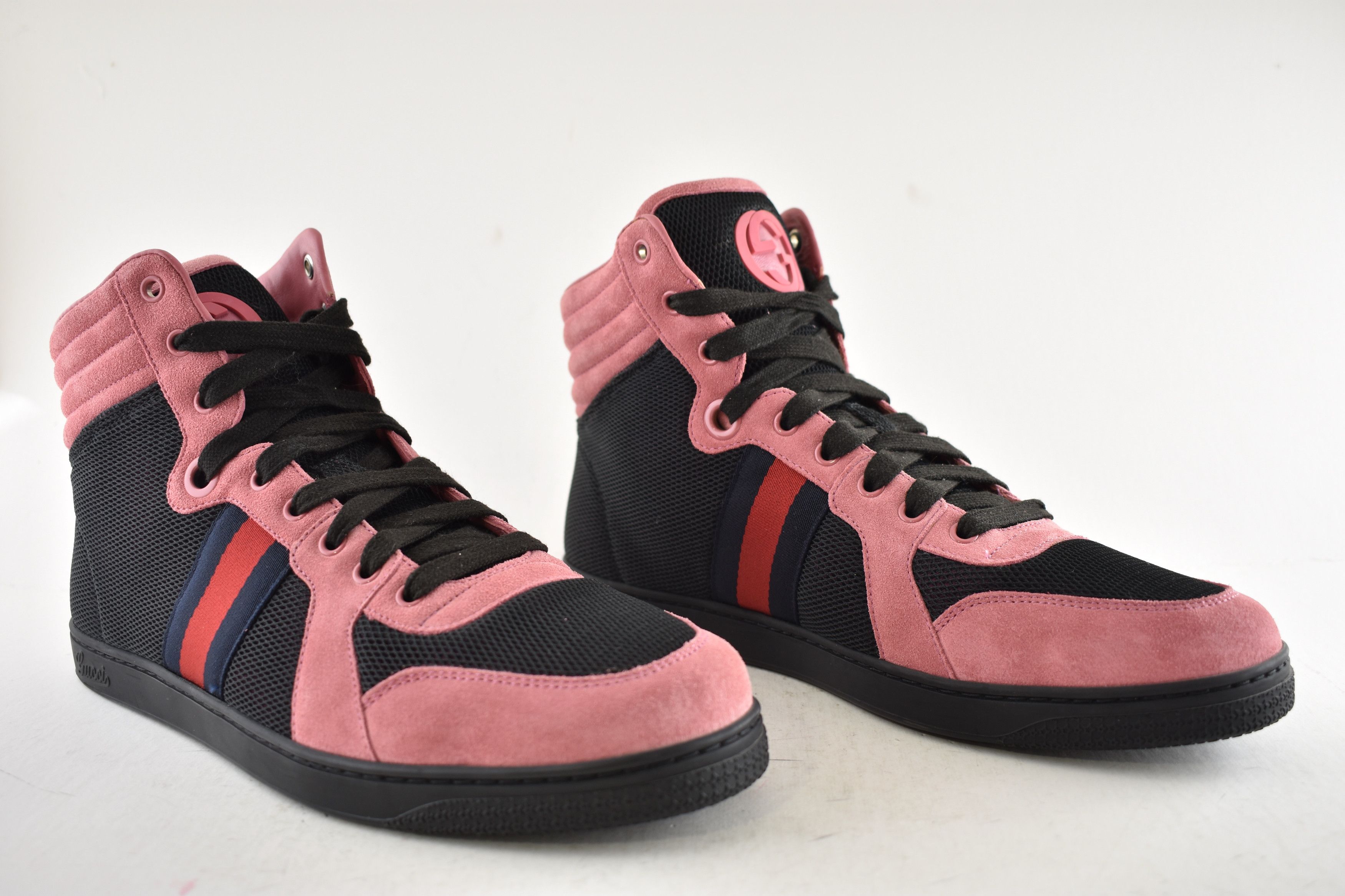 Gucci Gucci Pink Suede GG Logo Flat High Top Sneakers G 9 US 10 Size US 10 / EU 43 - 3 Thumbnail