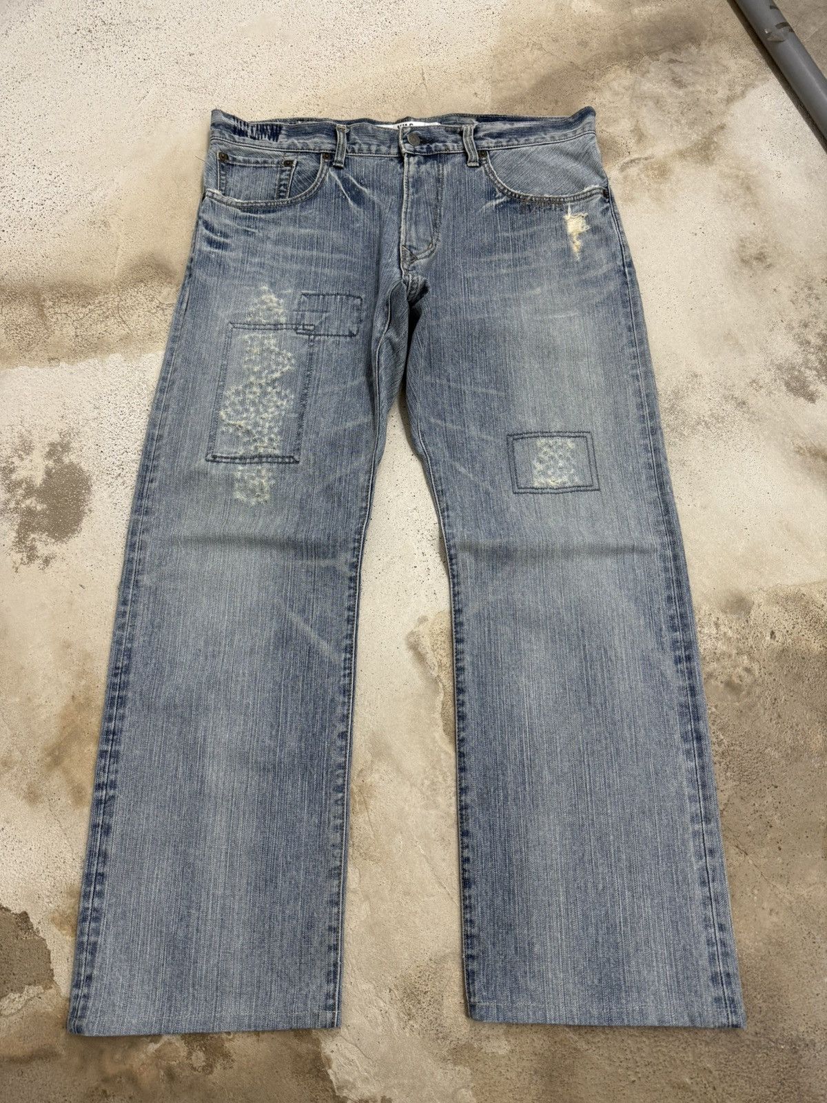 Edwin Edwin XVS Vintage Sashiko Japanese Distressed Denim Pants Size US 36 / EU 52 - 1 Thumbnail