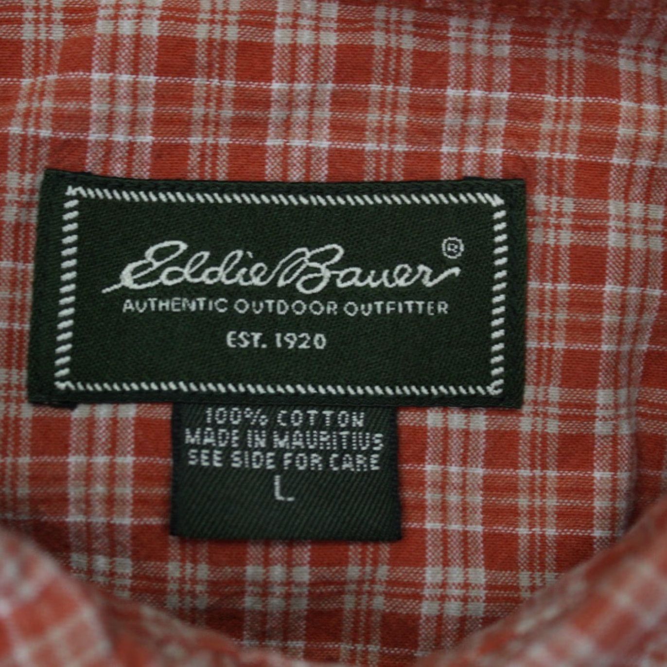 Eddie Bauer Eddie Bauer Shirt Mens Large Orange/White Check Cotton Long Sleeve Button Up Size US L / EU 52-54 / 3 - 7 Thumbnail