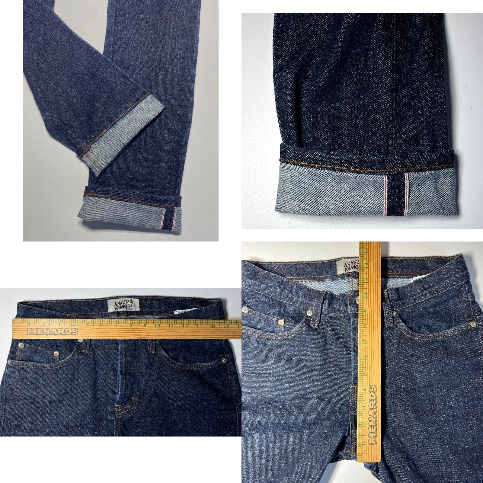 Vintage Naked & Famous Denim Weird Guy Stretch Selvedge Jeans Men’s 30x33 Blue Denim Slim Straight 5-Pocket City USA Vintage/Classic – Mens Size US 30 / EU 46 - 9 Thumbnail