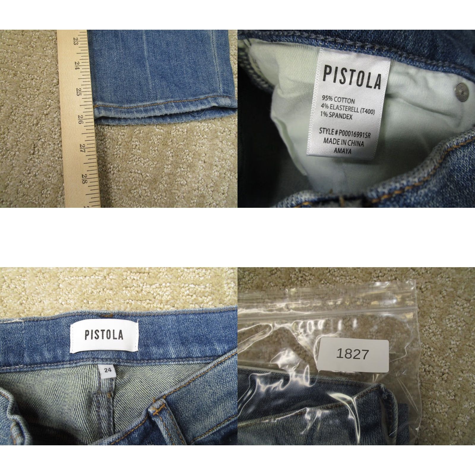 Pistola Pistola Jeans Women 24 Blue High Rise Cigarette Pants Light Wash Denim Stretch Jeans Size 42" / US 20 - 8 Thumbnail