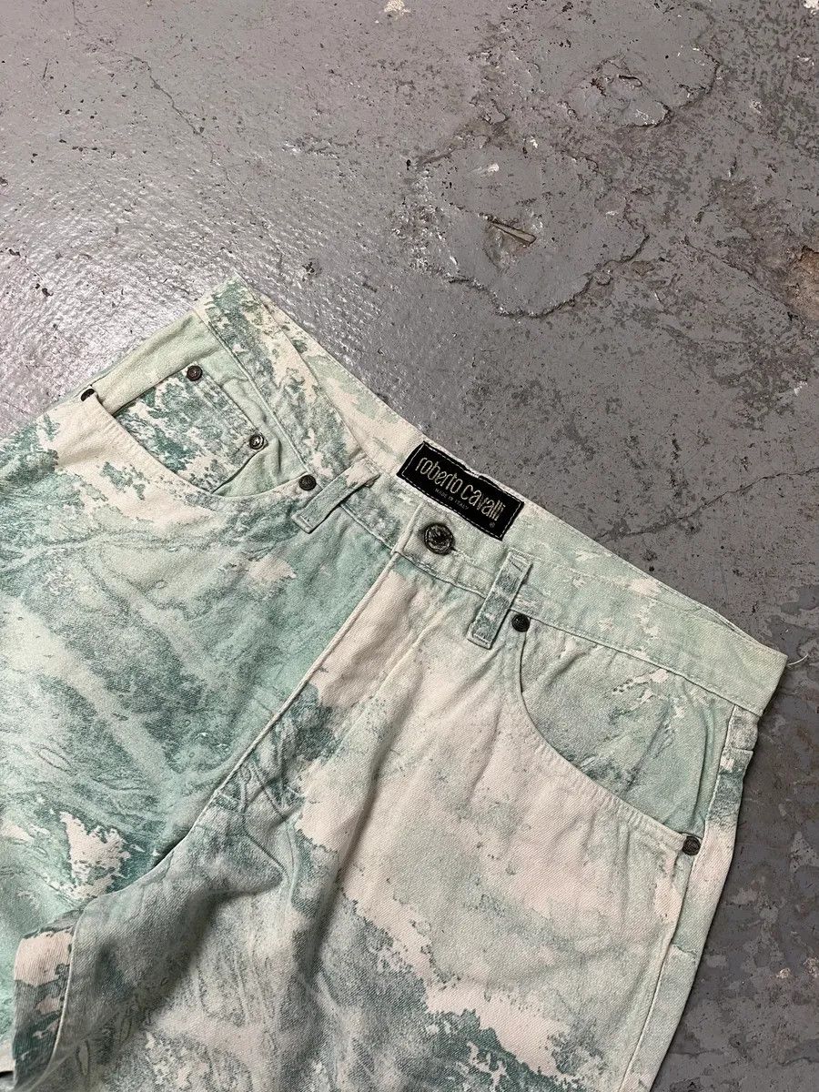 Roberto Cavalli 1990s Roberto Cavalli Aqua Green White Pants Size US 30 / EU 46 - 7 Thumbnail