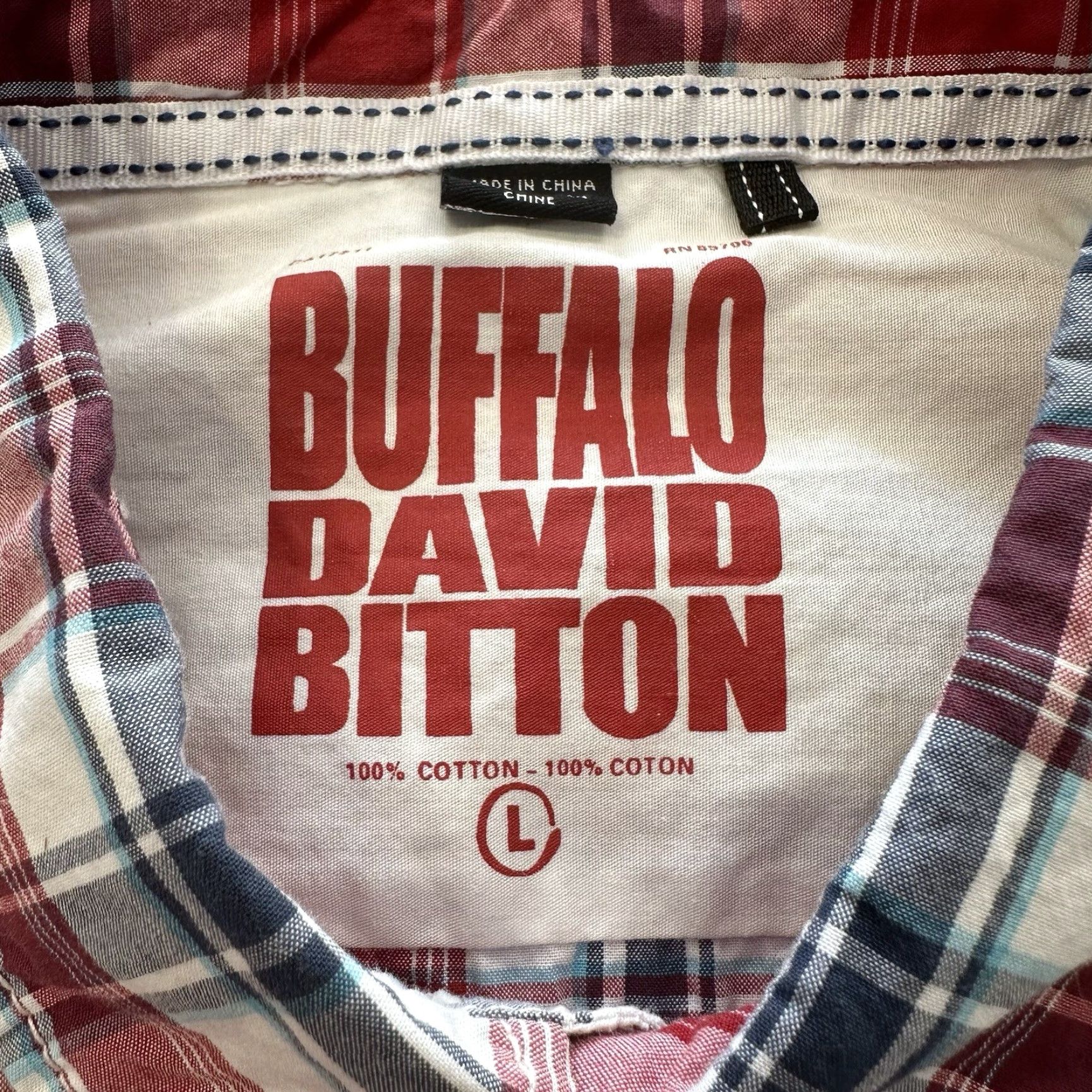 Buffalo David Bitton Buffalo David Bitton Button-Up Shirt Mens L Red Plaid Cotton Short Sleeve Size US L / EU 52-54 / 3 - 3 Thumbnail