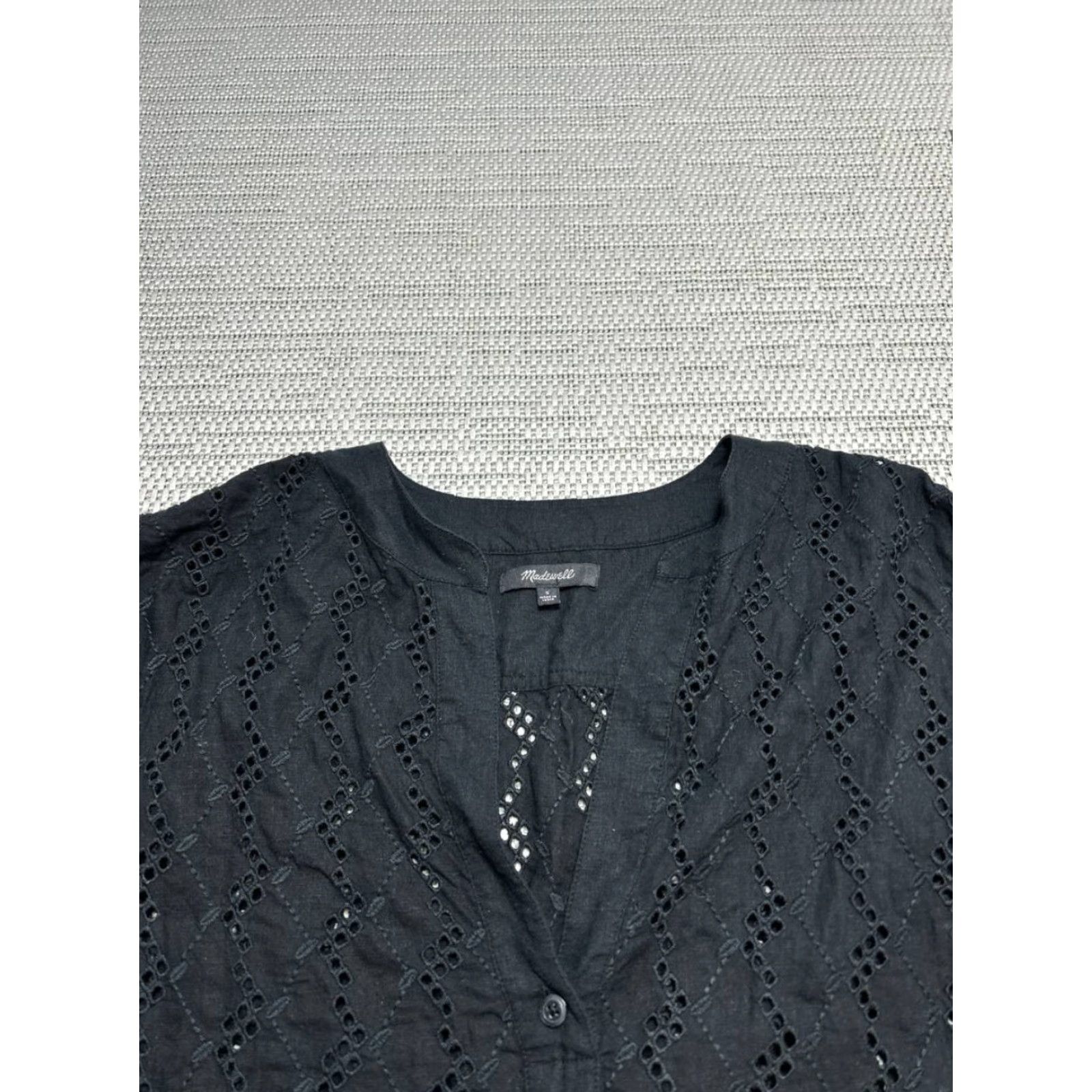 Madewell Madewell Shirt Womens Small Black Linen Blend Henley Size S / US 4 / IT 40 - 2 Thumbnail