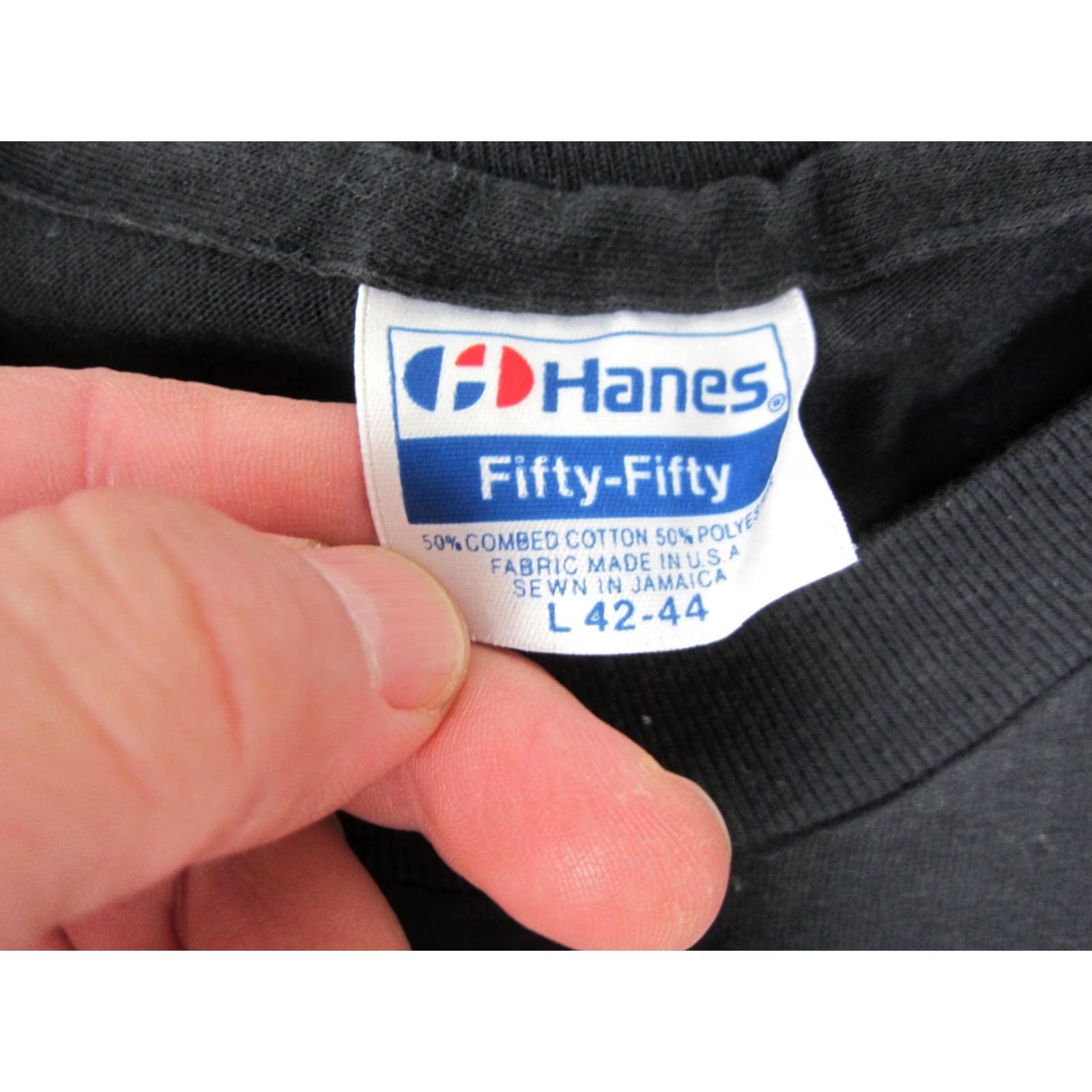 Hanes Vintage Hanes Shirt Mens L Black Short Sleeve Cotton Polyester 80s Retro 90s Jazz Dance Theatre USA Logo Shirt Size US L / EU 52-54 / 3 - 3 Thumbnail