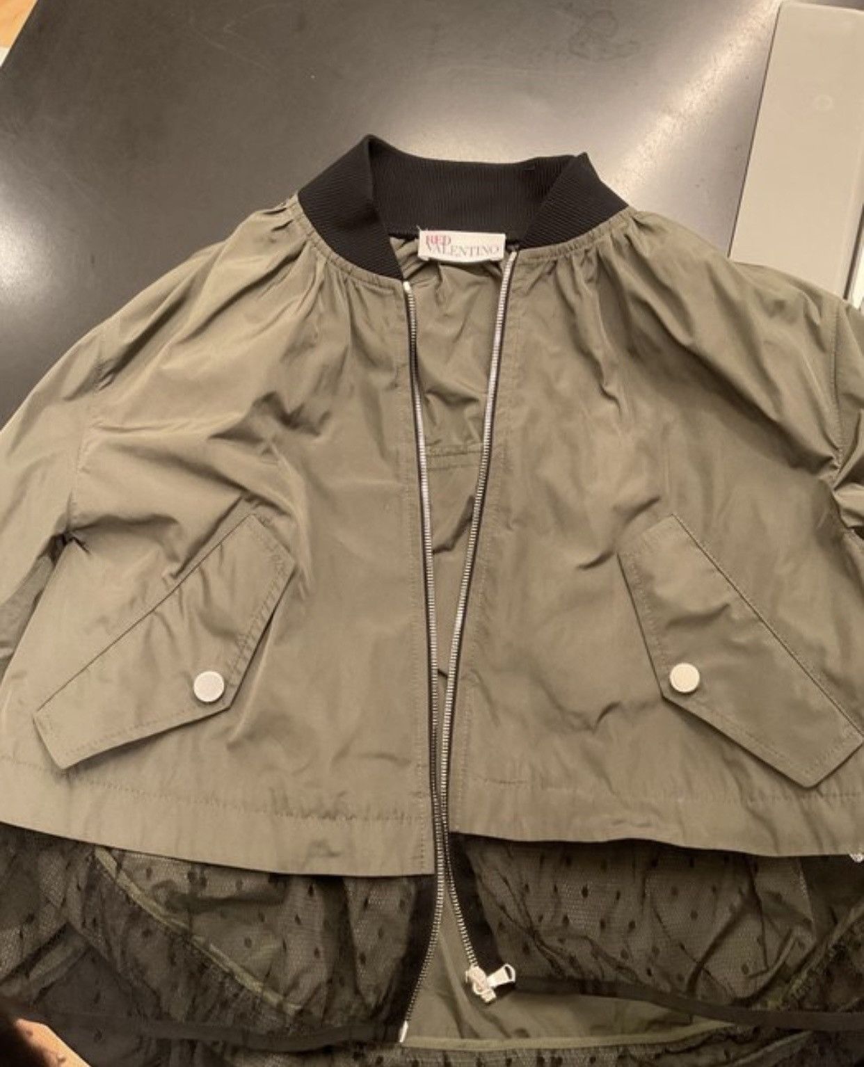 RED Valentino 🔥 Rare Valentino Khaki Bomber — Lace Detail / Oversized Fit Size S / US 4 / IT 40 - 6 Thumbnail