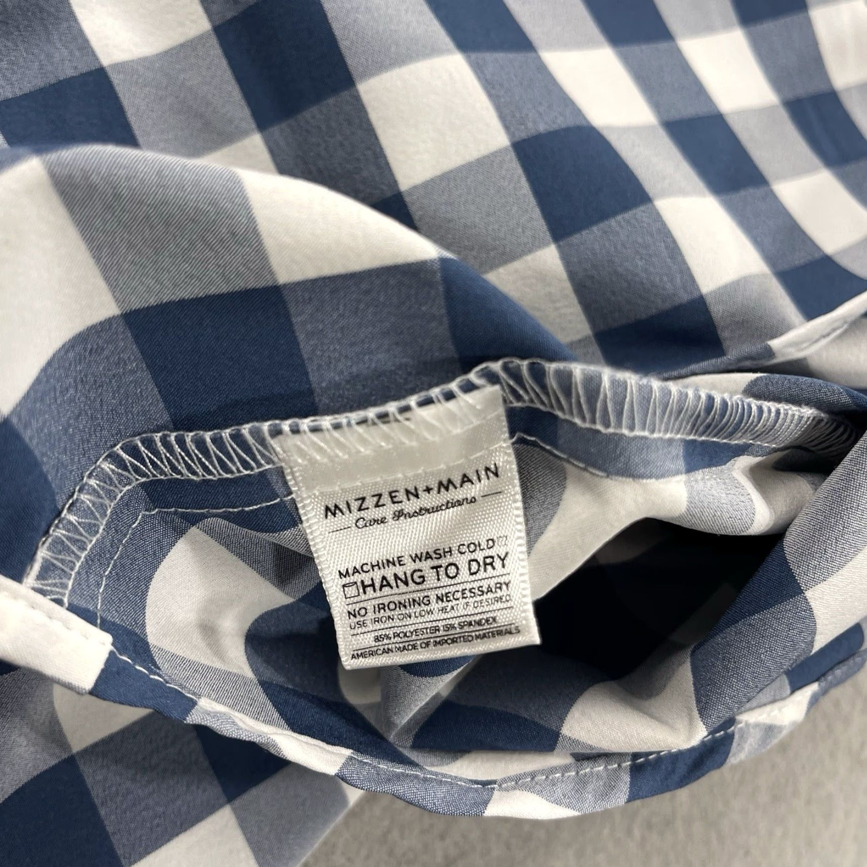 Mizzen+Main Mizzen+Main Shirt Mens M Trim Blue Check Short Sleeve Button-Up Casual Slim Performance Stretch Size US M / EU 48-50 / 2 - 4 Thumbnail