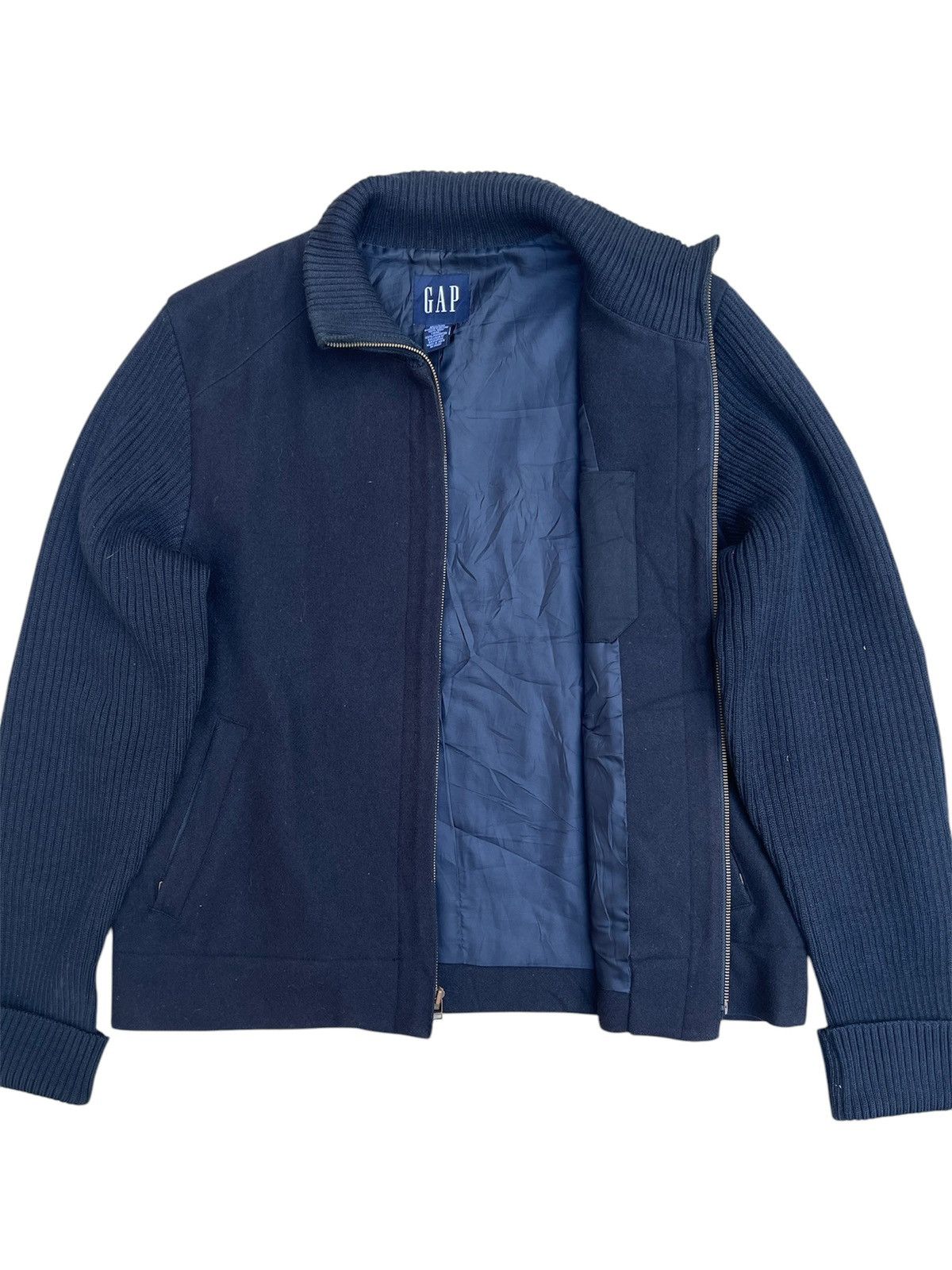 Gap Vintage GAP Wool Bomber Jacket - Rib Knit Arms Size US L / EU 52-54 / 3 - 2 Thumbnail