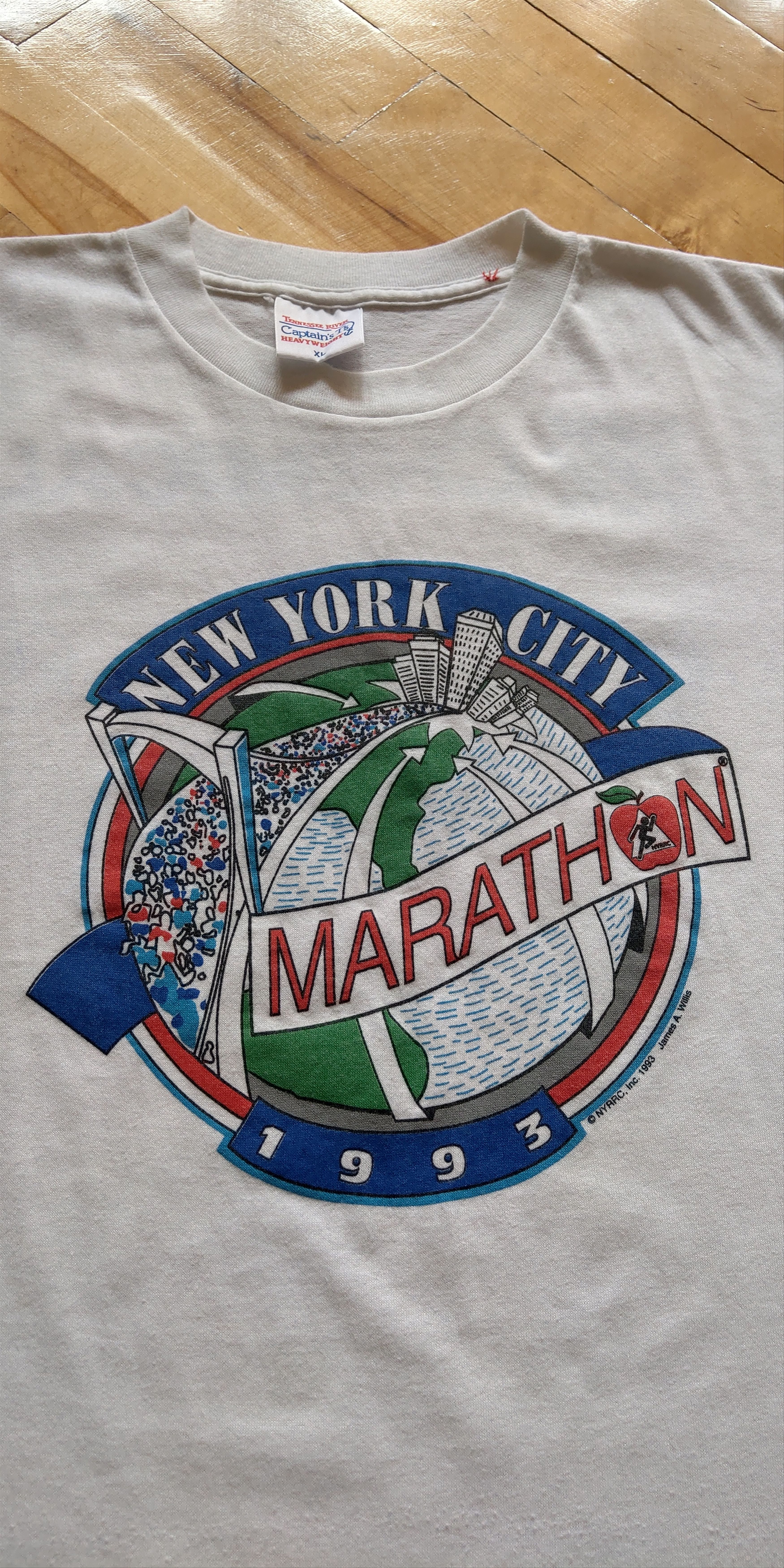 Vintage 1993 New York Marathon Shirt Vintage Rare Sport 90s NYC Run Size US XL / EU 56 / 4 - 1 Thumbnail
