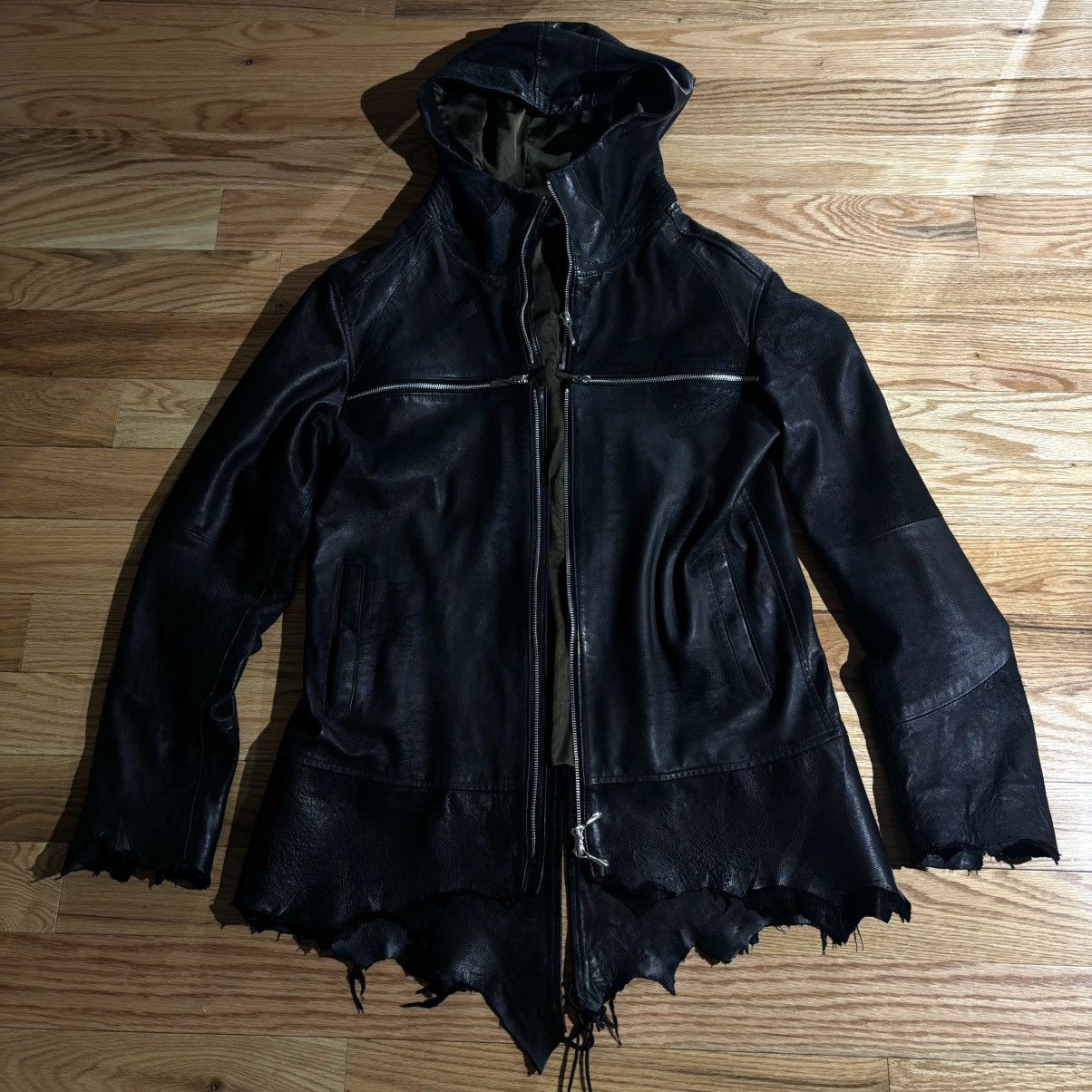 14th Addiction 14th Addiction Lamb skin hooded cross zip