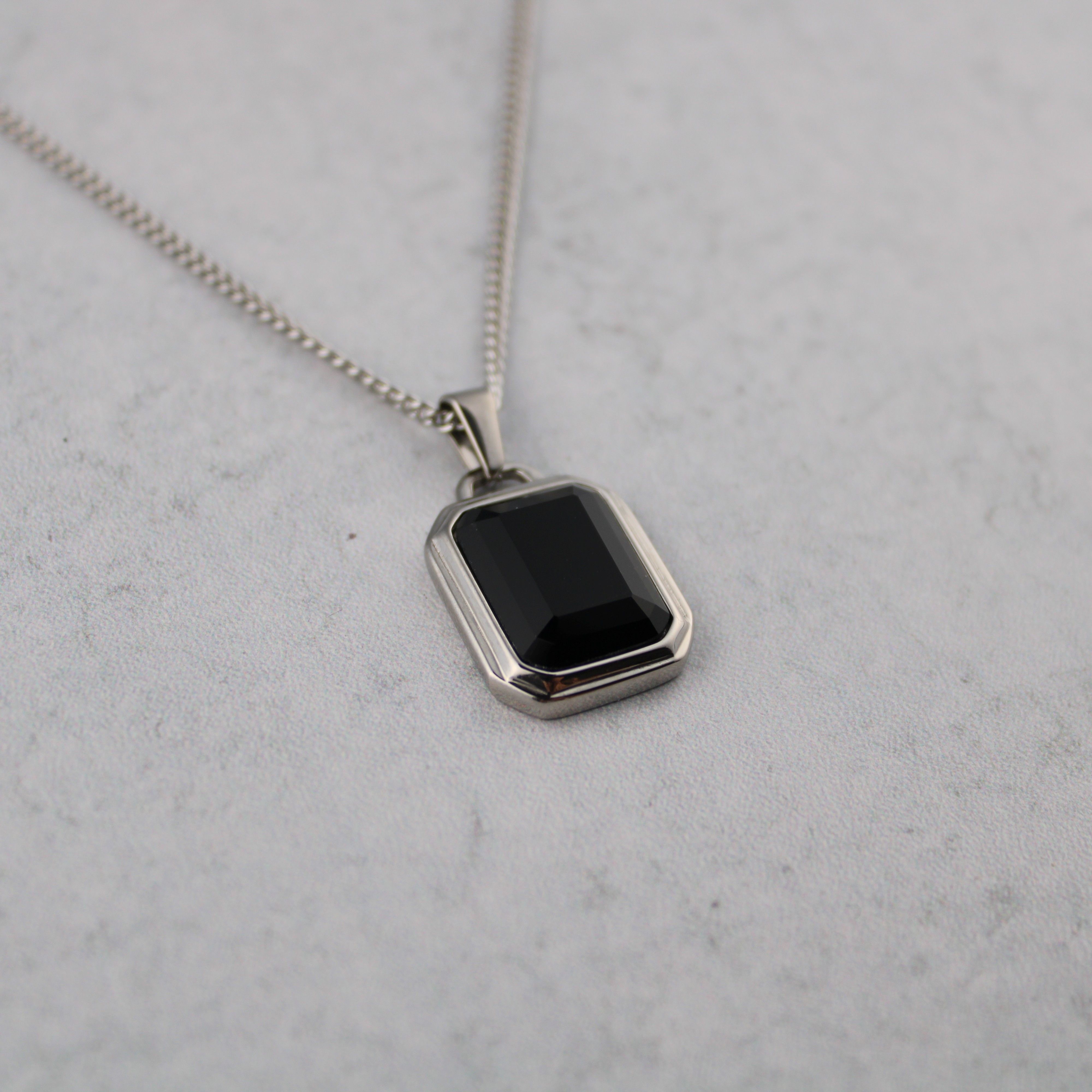 Jewelry Silver Onyx Pendant Necklace Black Gemstone Size ONE SIZE - 5 Thumbnail