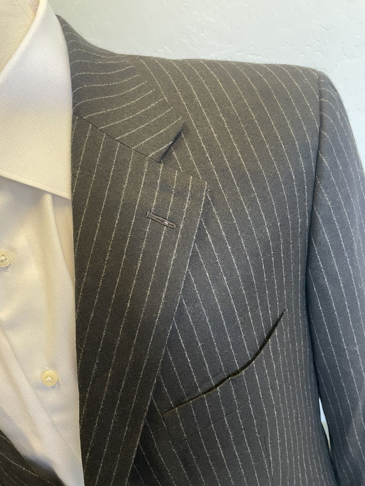 Belvest Chalk-stripe 3-button Super 120'S Wool Suit Size 46R - 4 Thumbnail