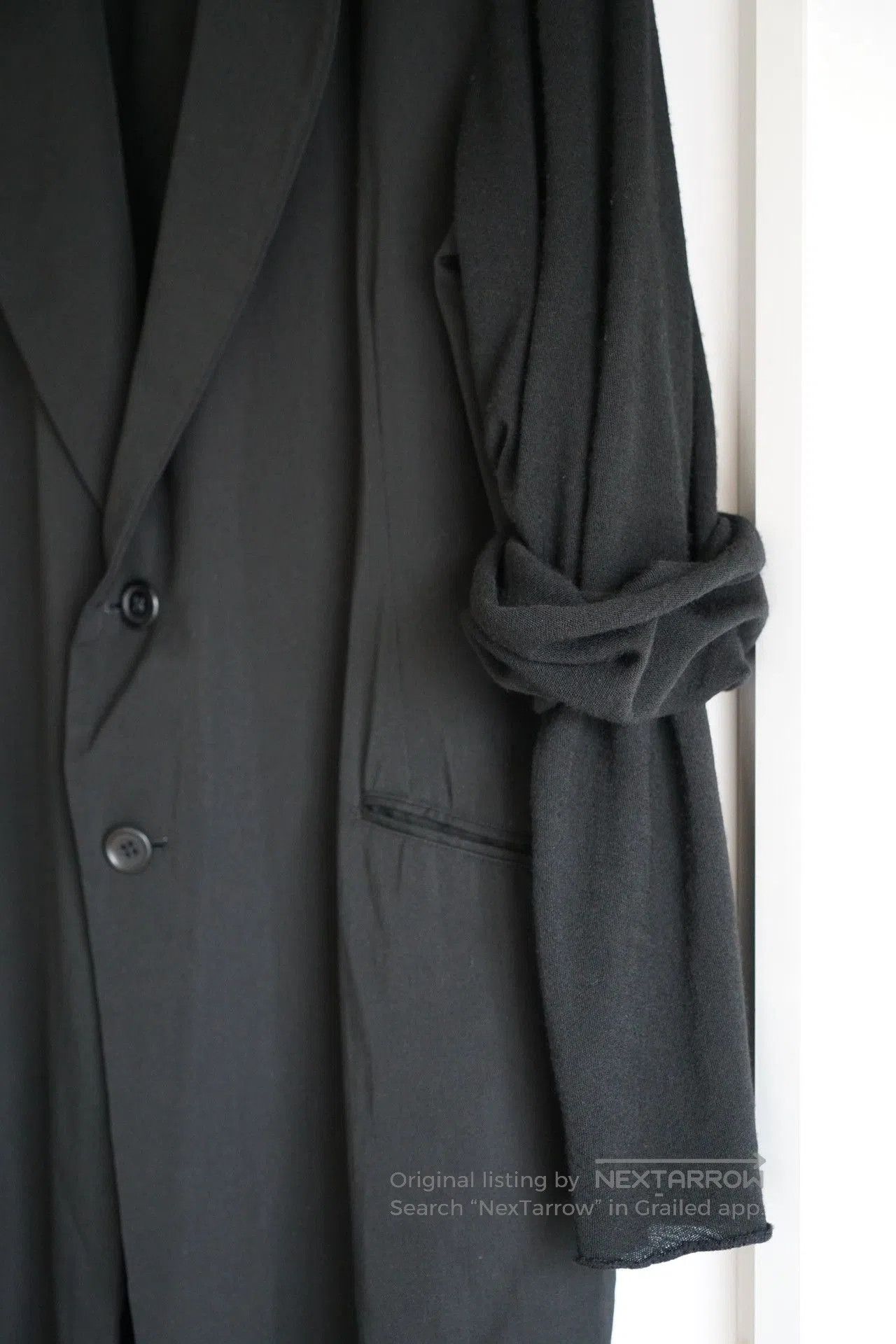 Yohji Yamamoto black wool oversized coat with unique sleeves. Size S / US 4 / IT 40 - 4 Thumbnail