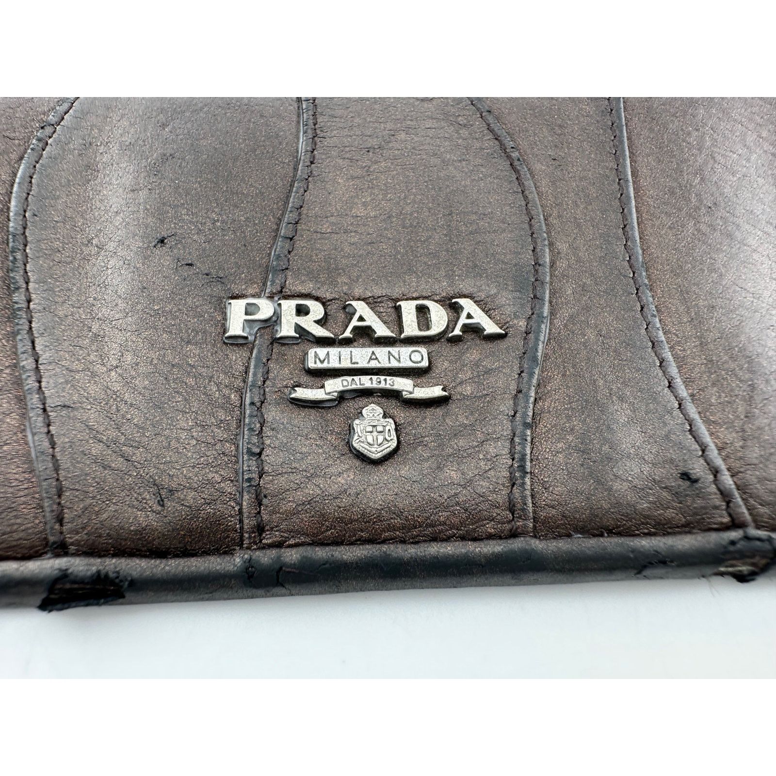 Prada Prada Metallic Brown Wave Leather Flap Continental Wallet Size ONE SIZE - 11 Thumbnail